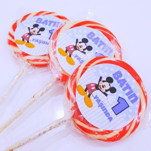 24 Adet Eiketli Kırmızı Sosyete Lolipop Bebek Şekeri 207