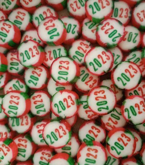 YENİ YIL "2026 " YAZILI TROPİK MEYVELİ LOLLY ŞEKER  250 GR