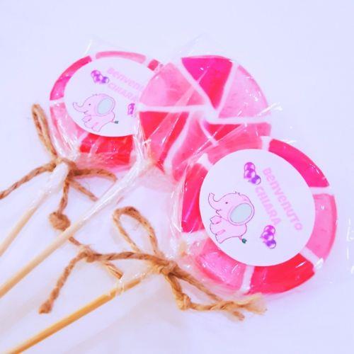 12 Adet Etiketli Pembe Dönme Dolap Lolly Lolipop Kiz Bebek Şekeri 255