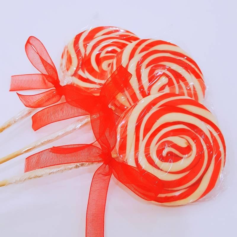 24 ADET KURDELELİ  SOSYETE LOLİPOP KIRMIZI BEYAZ L42