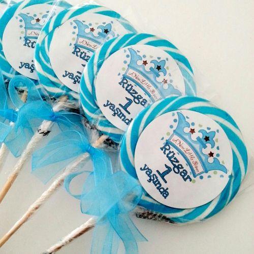 24 ADET ETİKETLİ KURDELELİ LOLİPOP DOĞUM GÜNÜ ŞEKERİ  43