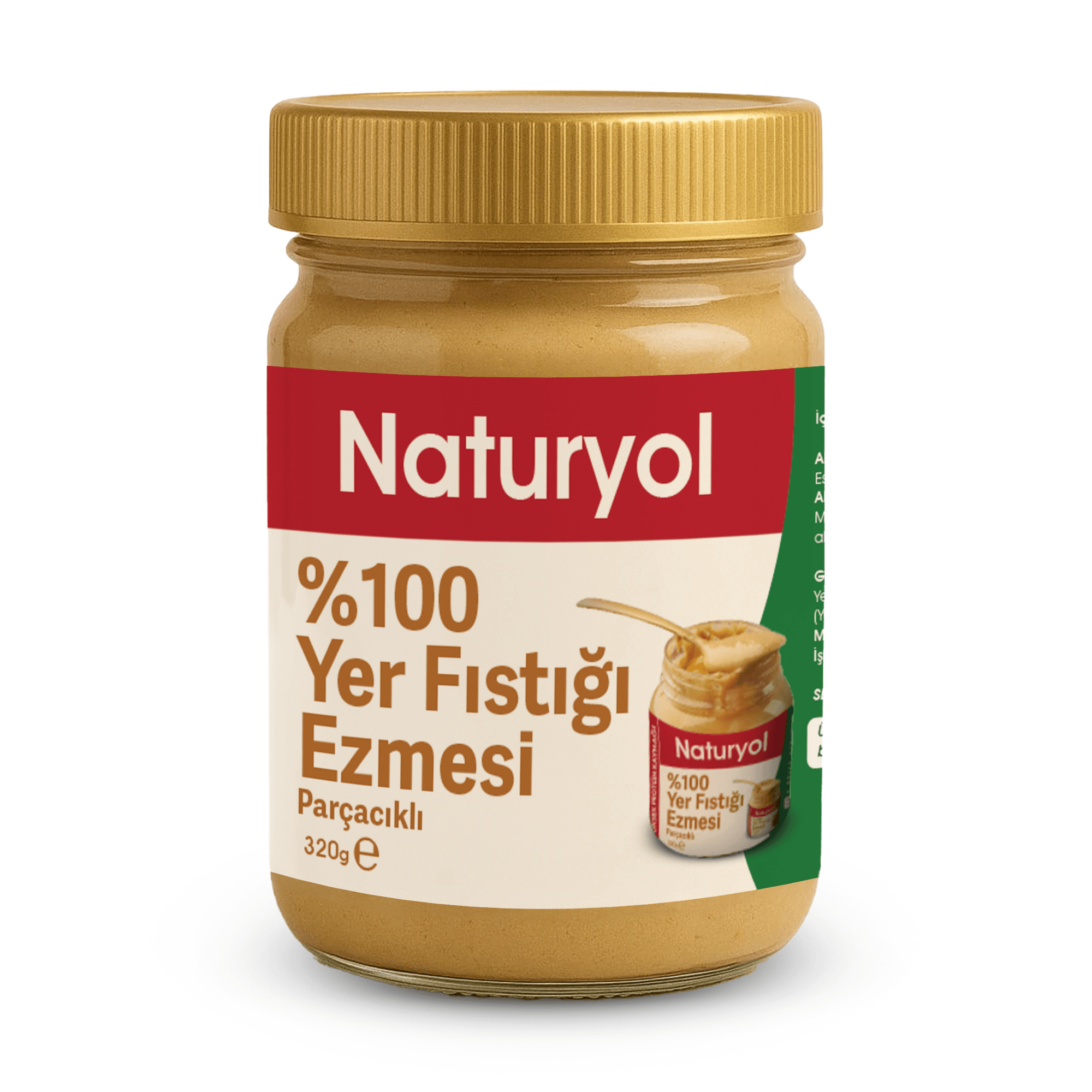 Naturyol %100 Yer Fıstığı Ezmesi Şekersiz, Katkısız, Sade, Glutensiz, Vegan,  320 g 8683310170025