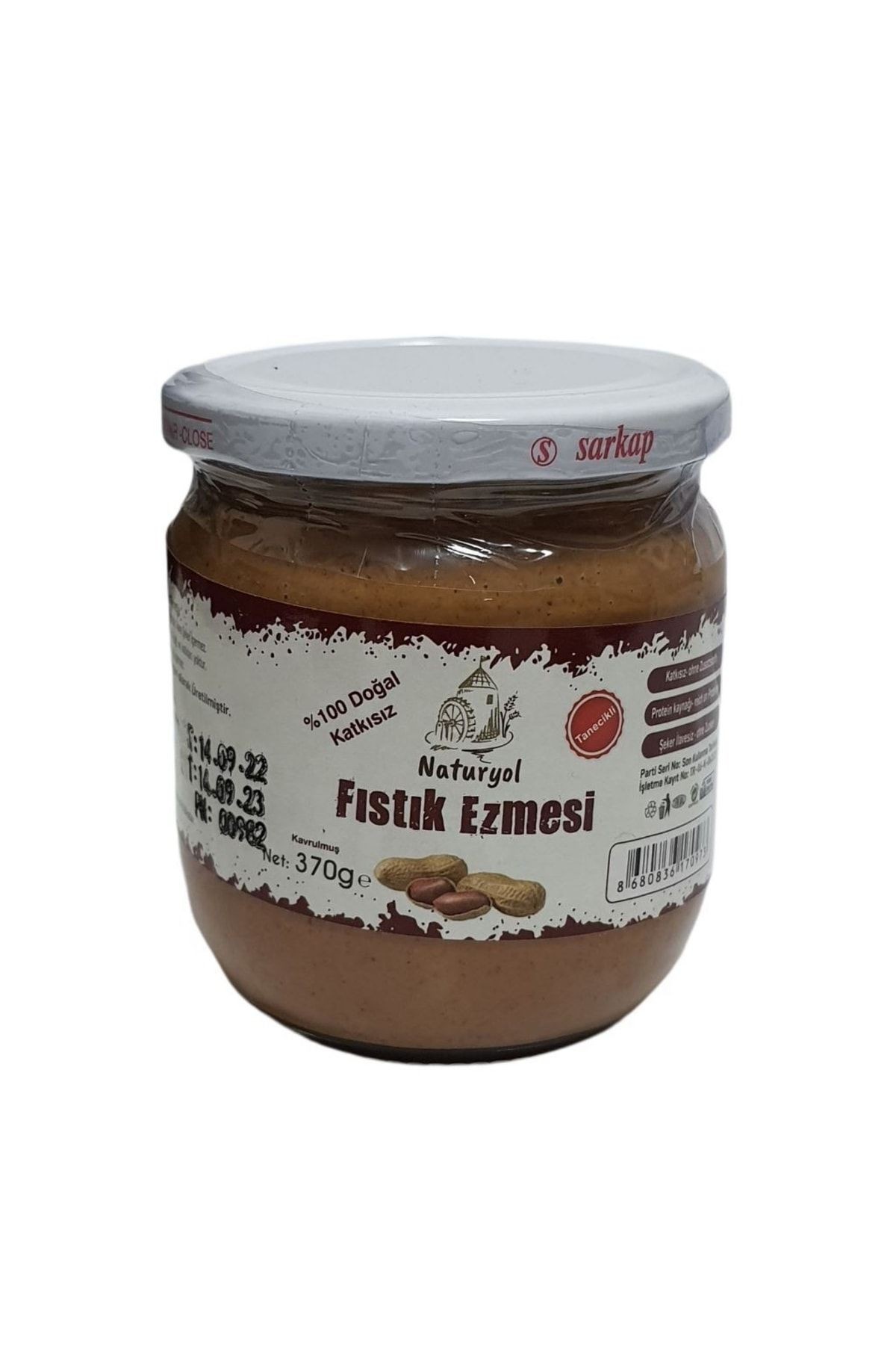 Doğal Kavrulmuş Fıstık Ezmesi Şekersiz Katkısız Yüzde 100 Saf 370 Gr