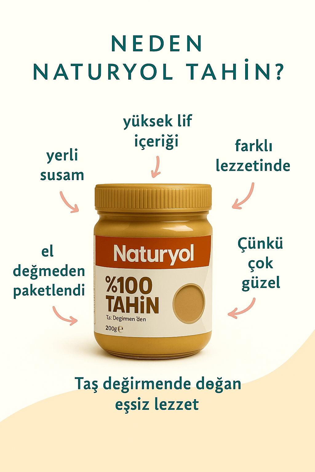 Naturyol Tahin Katkısız, Sade, Glutensiz, Vegan, 300 g