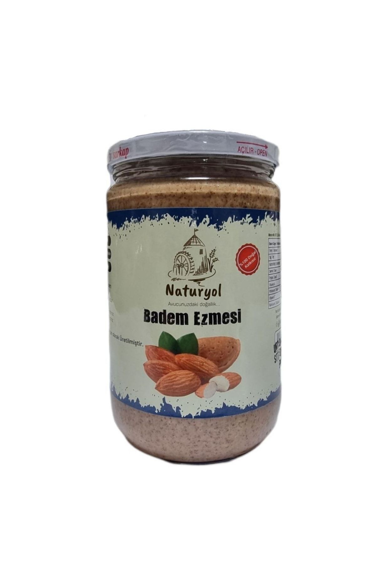 Doğal Kavrulmuş Badem Ezmesi Yüzde 100 Saf Şekersiz Katkısız 630 Gr