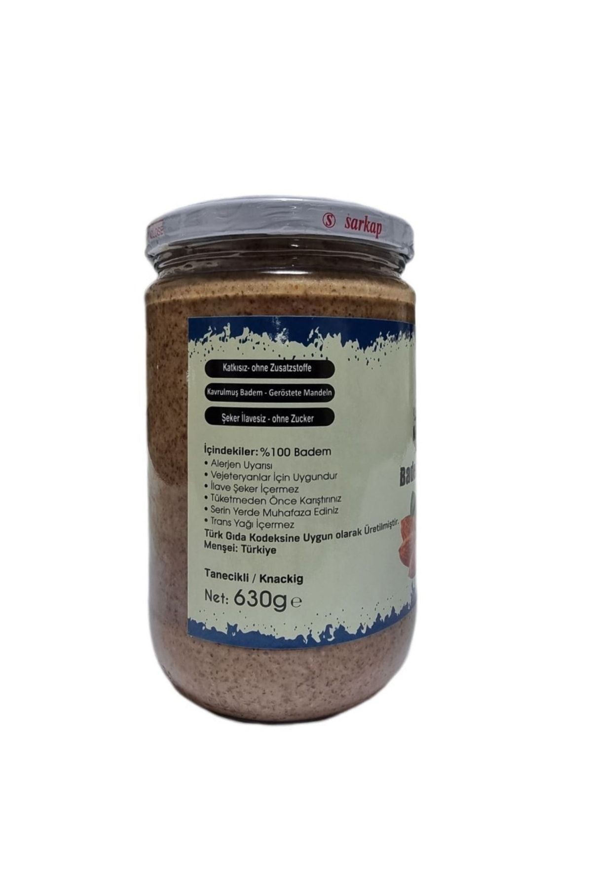 Doğal Kavrulmuş Badem Ezmesi Yüzde 100 Saf Şekersiz Katkısız 630 Gr