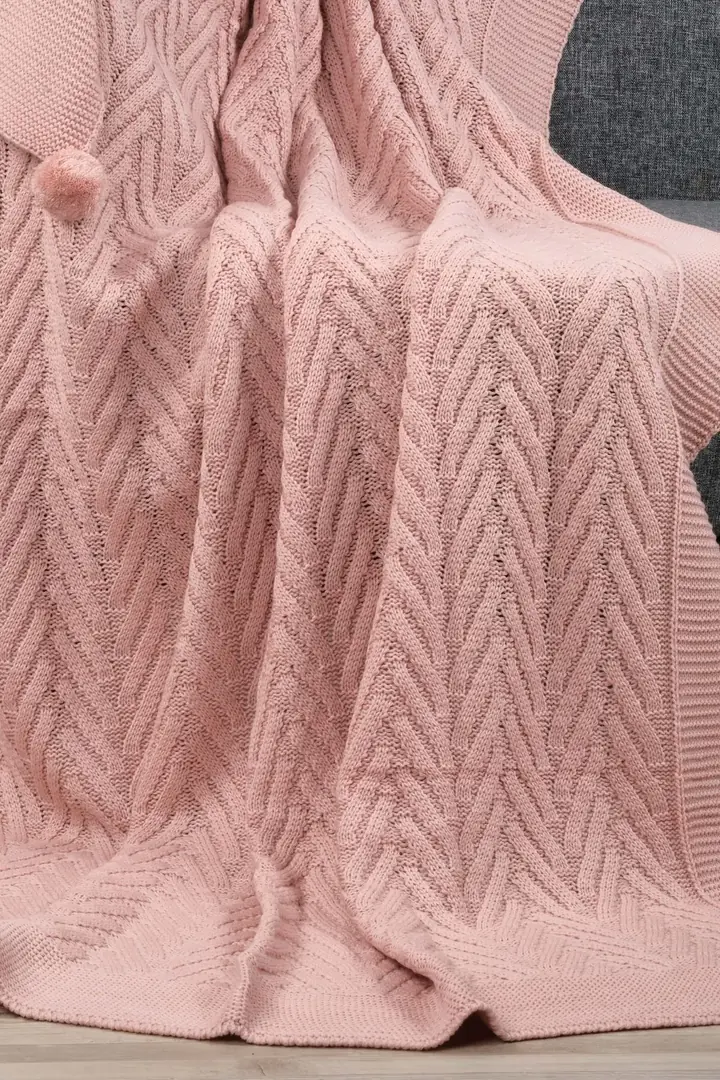 Leyla Triko Örgülü Tv Battaniyesi-4 Ponponlu 130 X 170 Cm