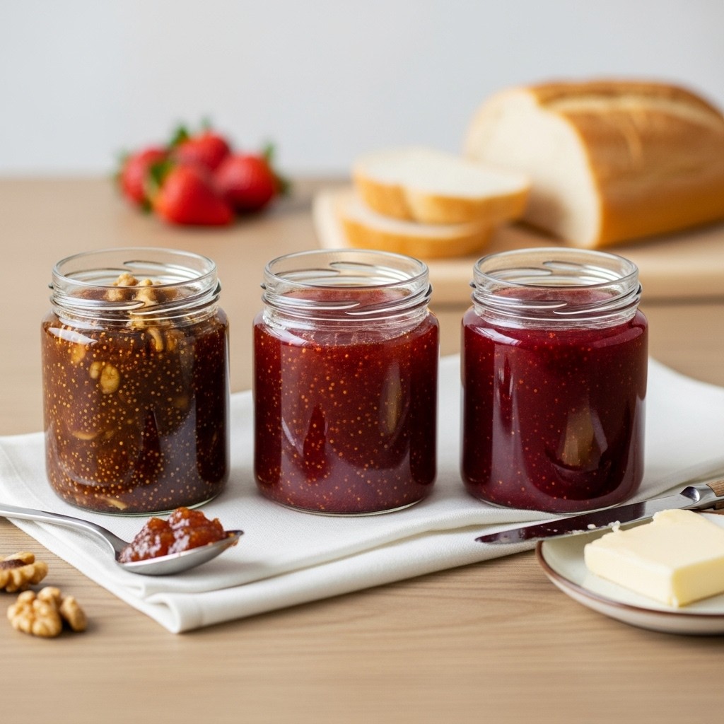 3’lü Reçel Paketi (Cevizli İncir 500gr, Gül 500gr ve Çilek Reçeli 500gr)