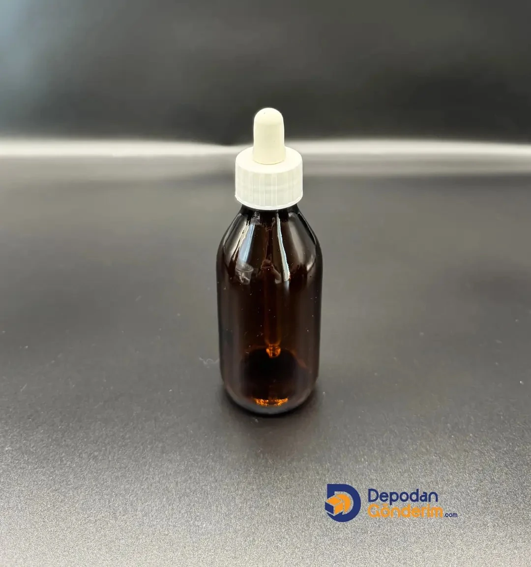 DP111 100cc Ecza Cam Damlalıklı Şişe (Beyaz Plastik Kapaklı)   