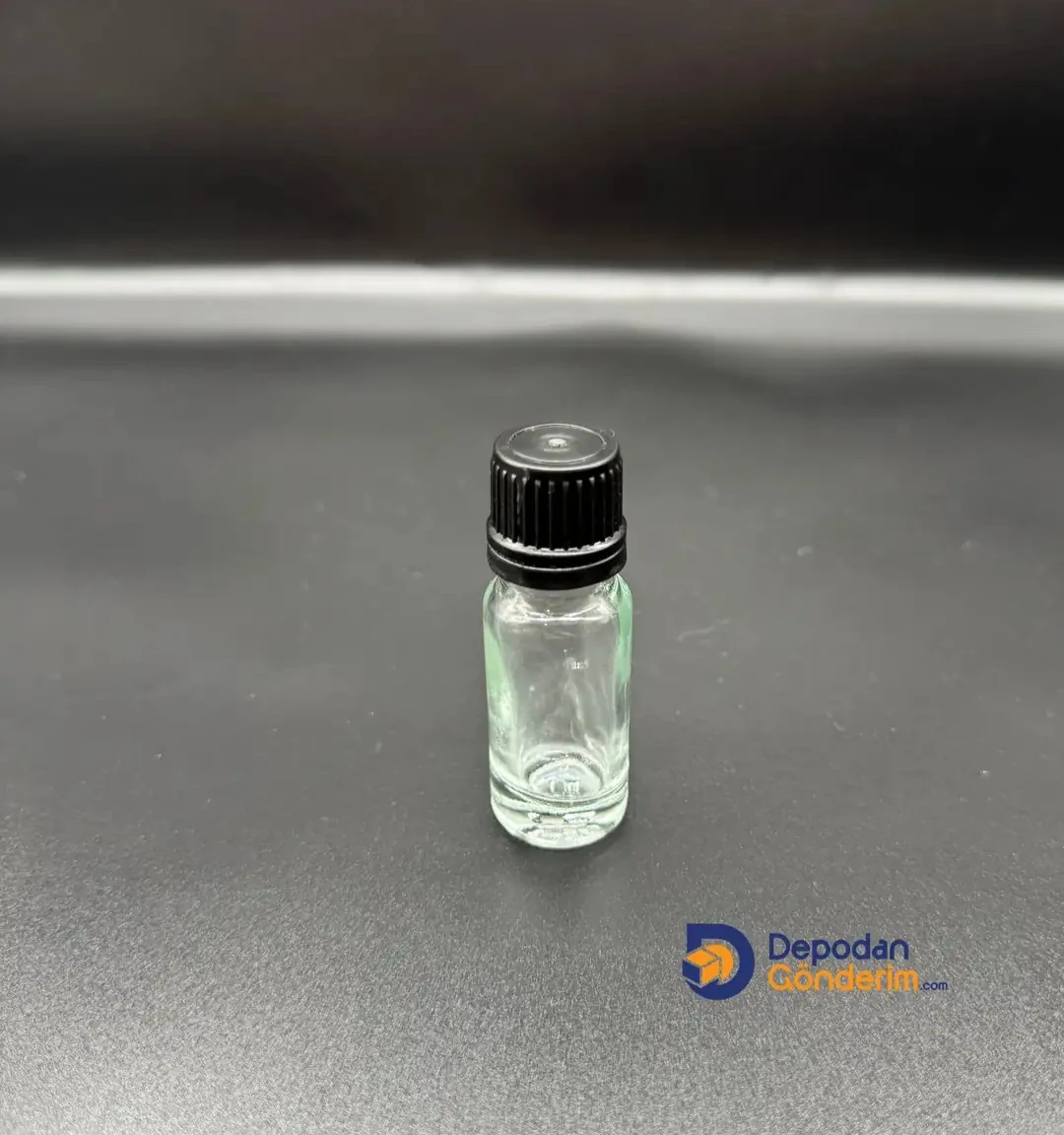 DP70 10cc ŞEFFAF ŞİŞE - SİYAH KİLİTLİ  KAPAKLI 