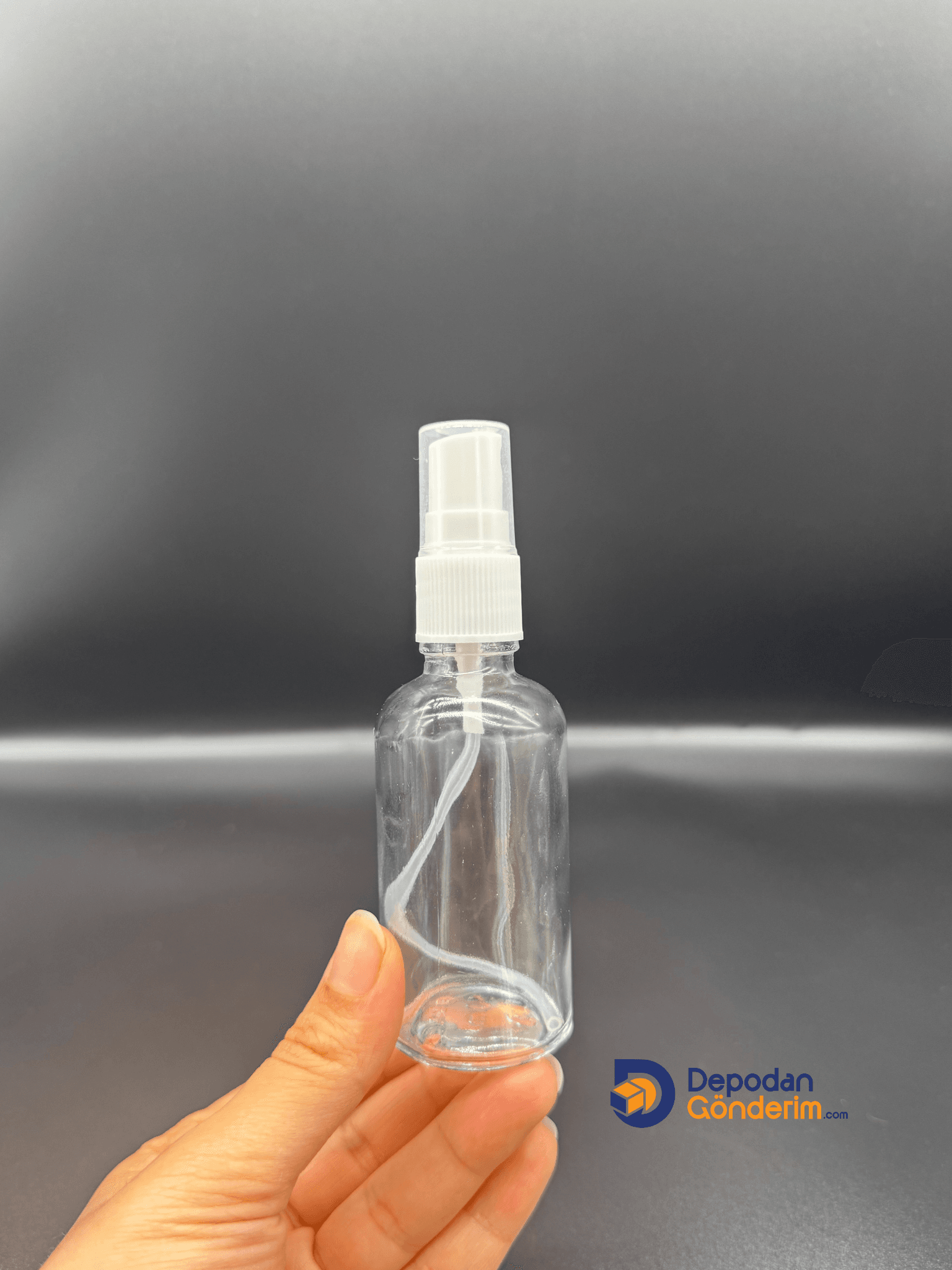 DP98 50cc Şeffaf Cam Şişe (Beyaz Spreyli ) 