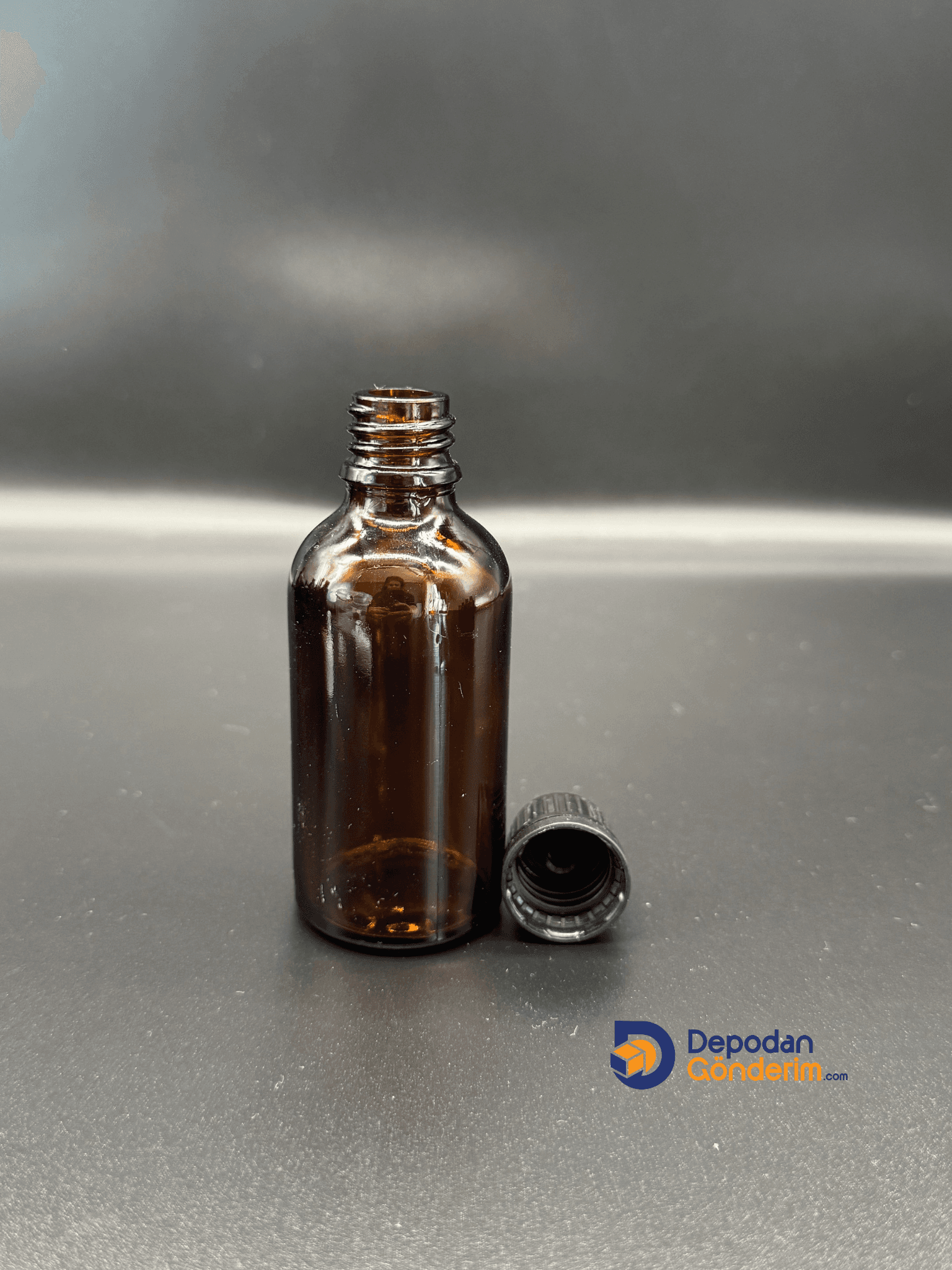 DP126 50cc Dar Ağızlı Ecza Cam Şişe (Siyah Kilitli Kapaklı)