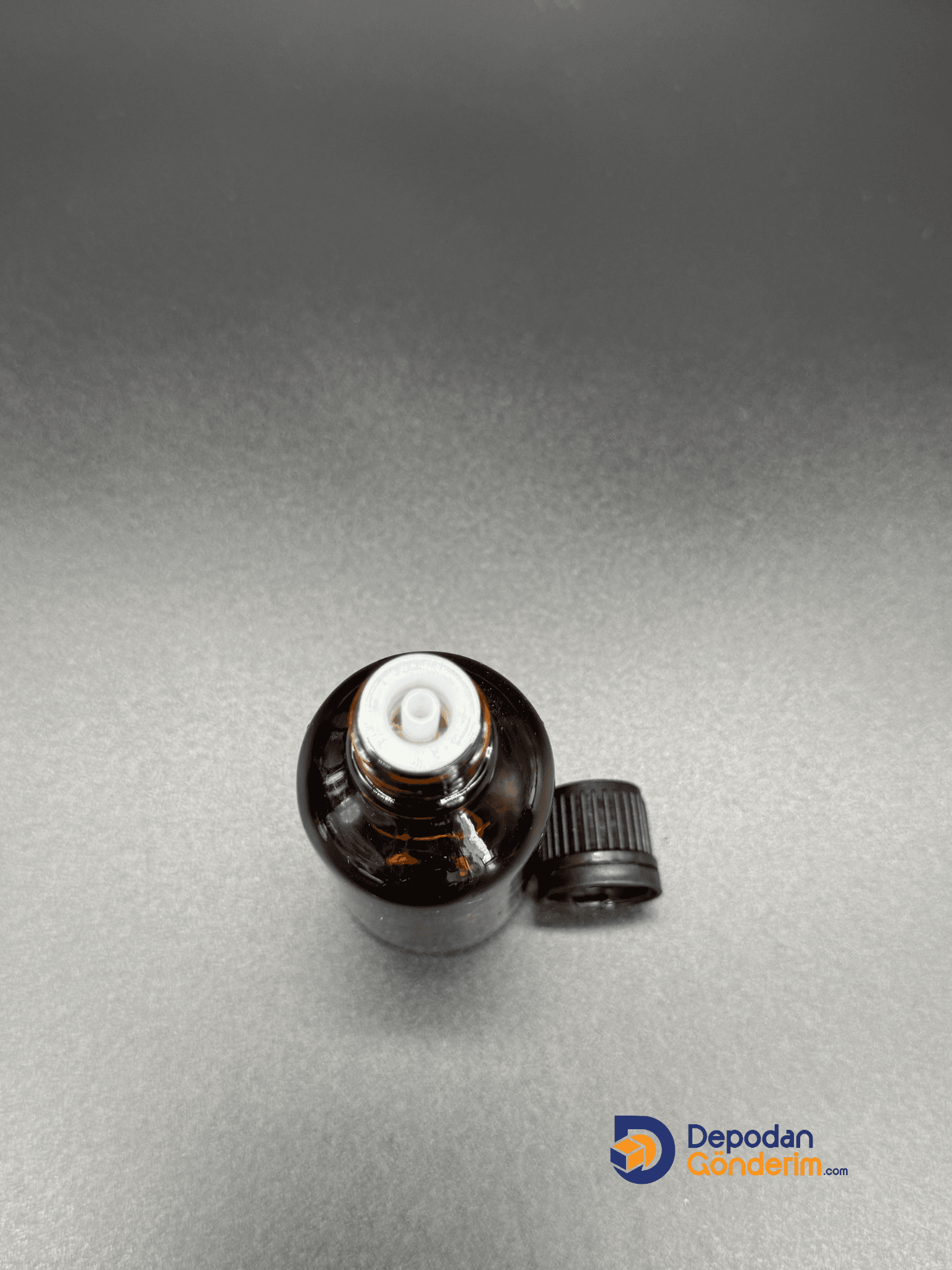 DP127 50cc Dar Ağızlı Ecza Cam Şişe (Siyah Kilitli, İçten delikli Kapaklı)