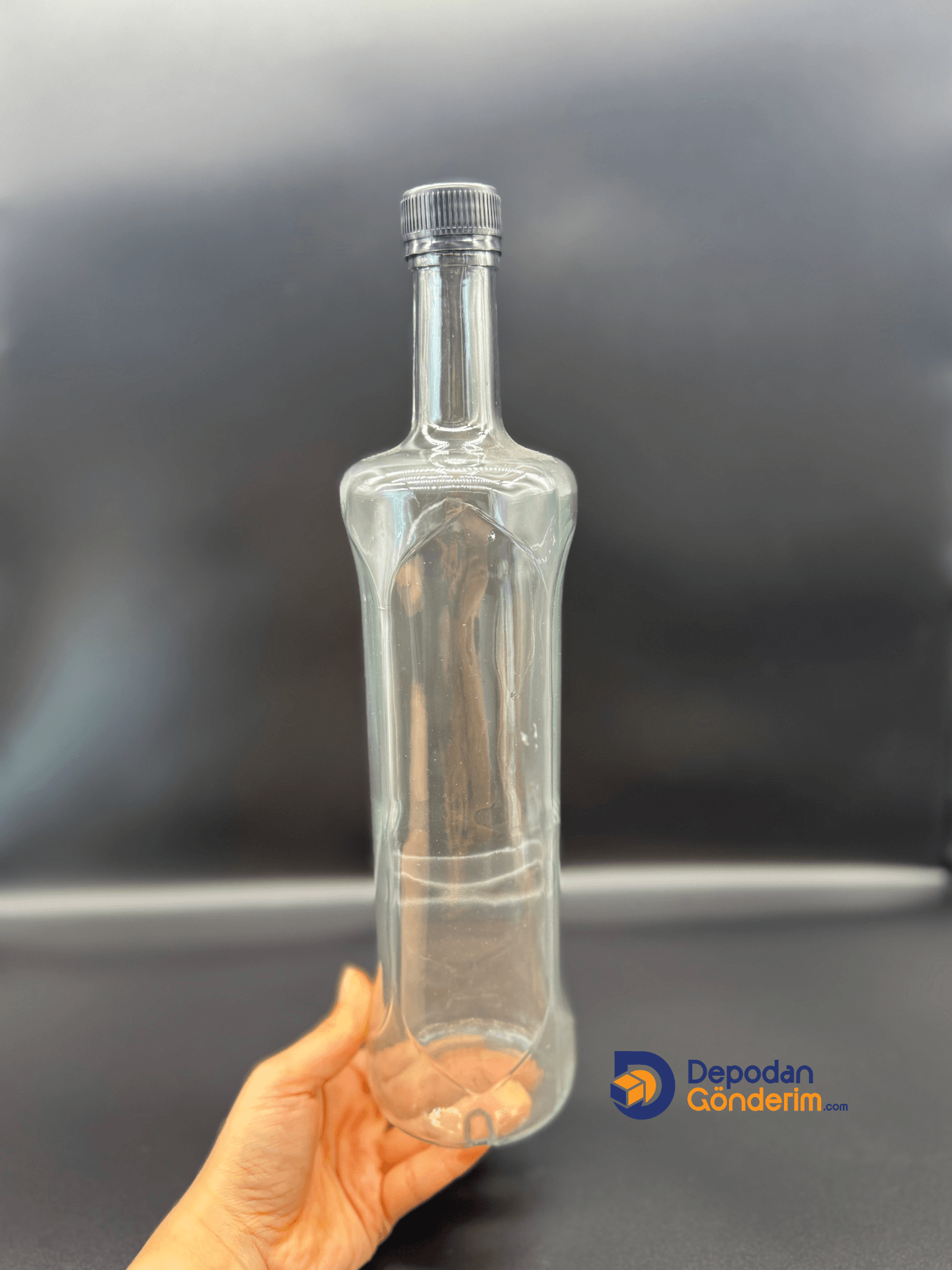 DP154 1000cc Şeffaf Dorika Cam Şişe (Siyah Kilitli Eko Kapak)