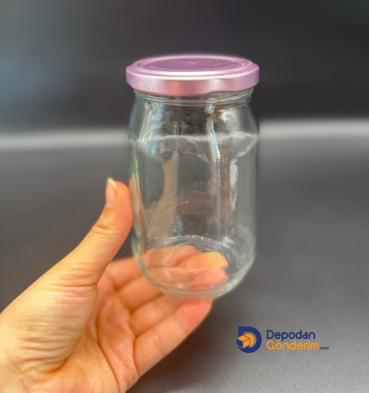 DP267 370cc Düz Standart Kavanoz Lila Kapaklı 