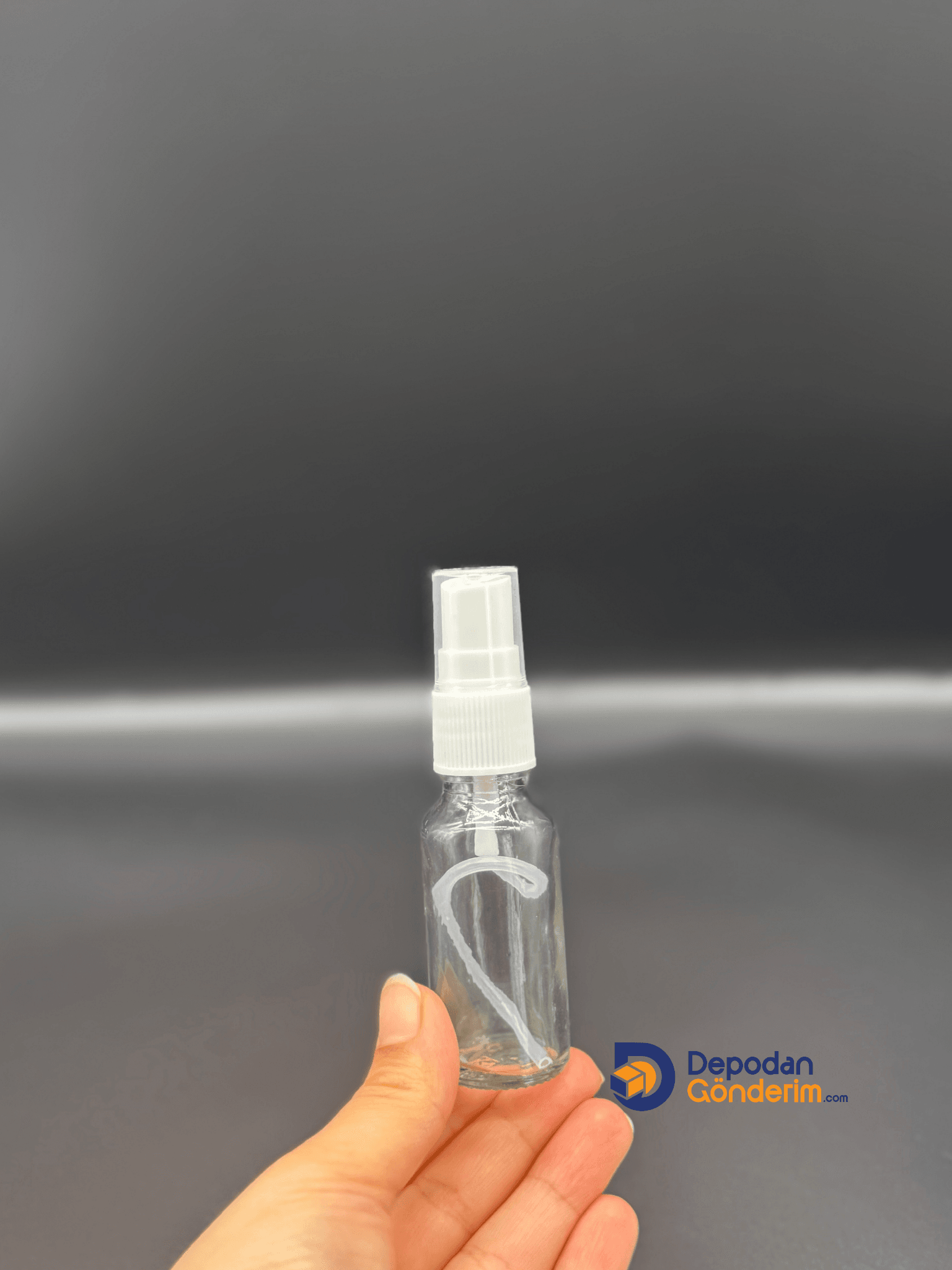 DP100 20cc Şeffaf Cam Şişe (Beyaz Spreyli)