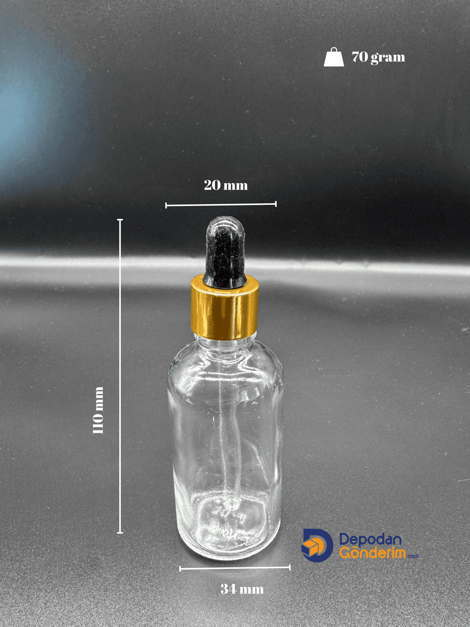 DP90 50cc CAM DAMLALIKLI ŞİŞE- METAL GOLD KAPAKLI