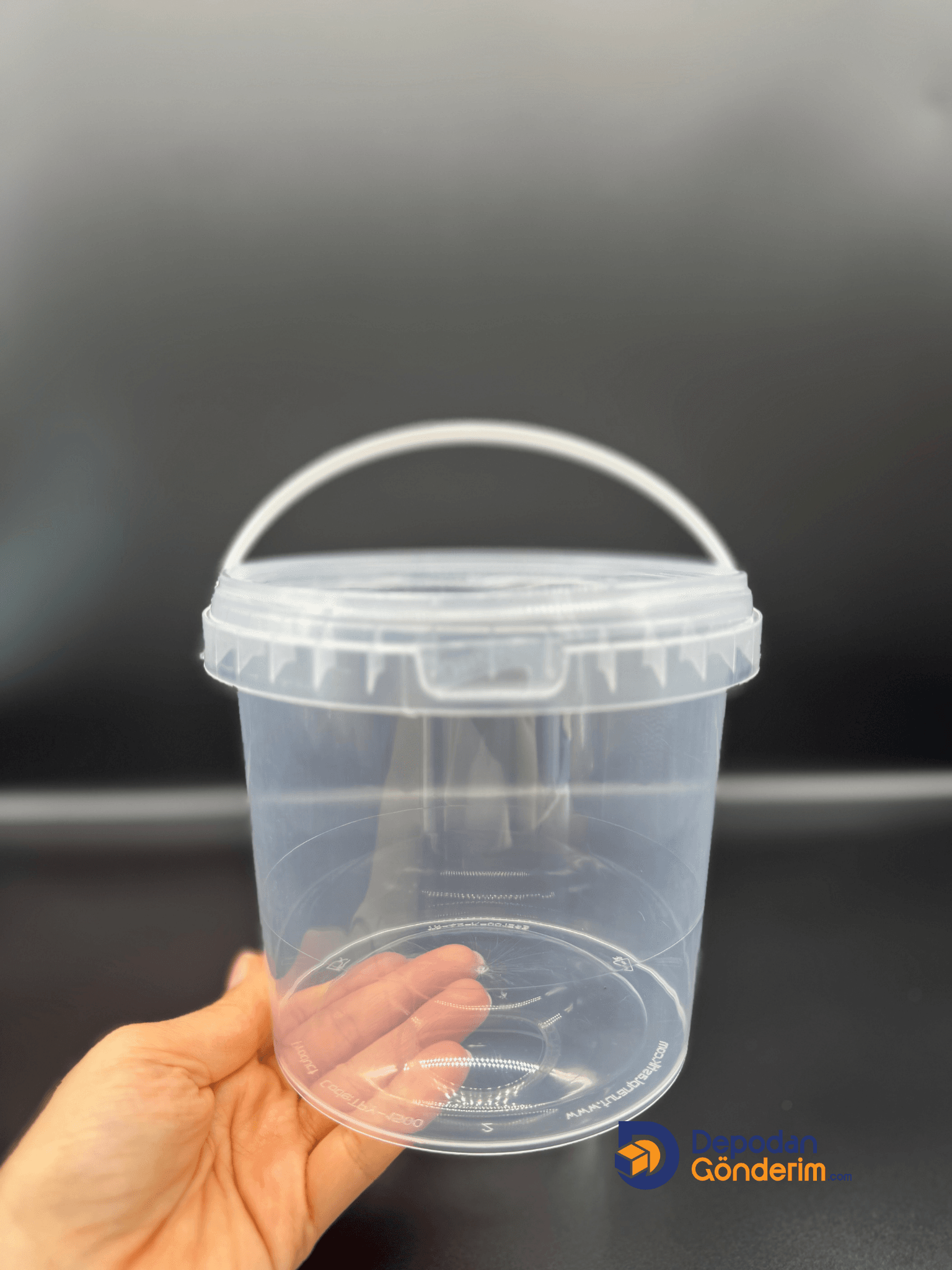DP33 1500 cc Plastik Şeffaf Kapaklı Kova 