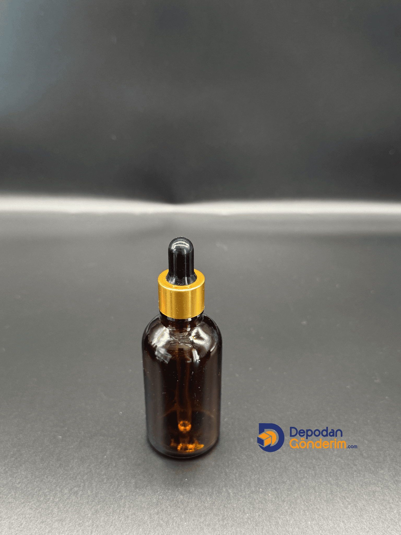 DP123 50cc Dar Ağızlı Ecza Cam Şişe (Cam damlalıklı, Gold kapaklı)