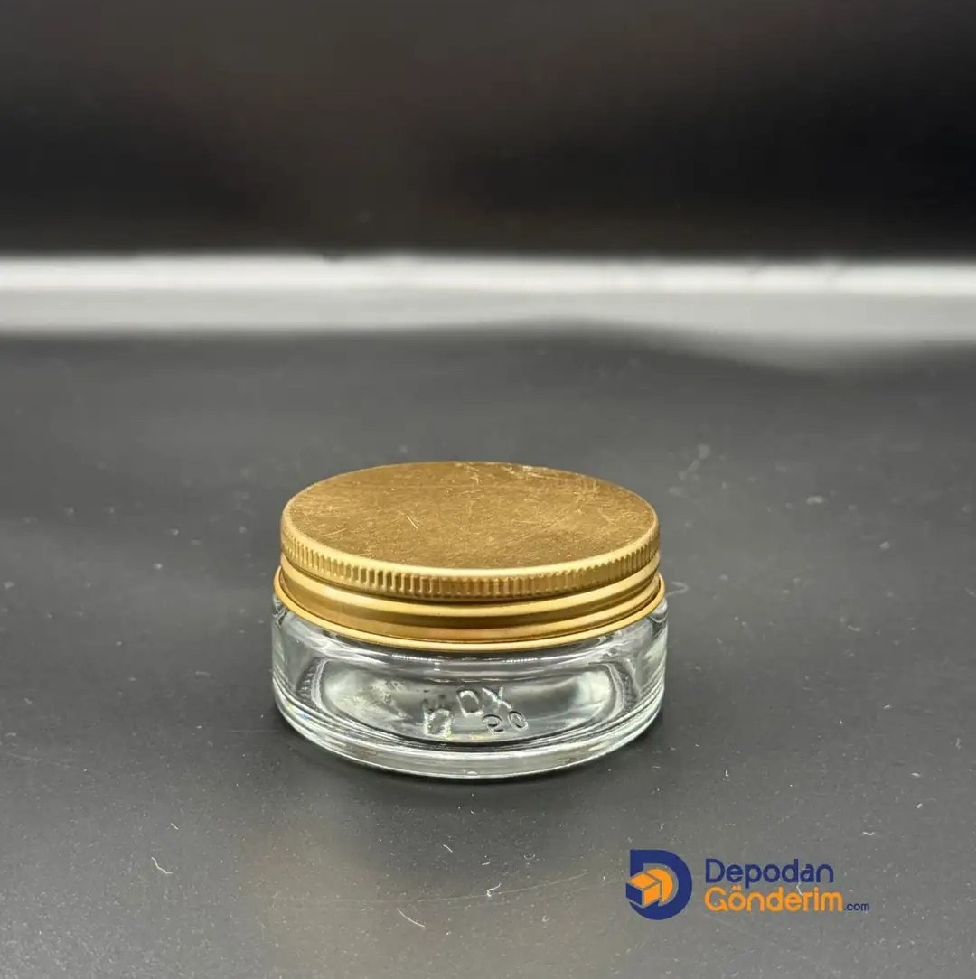 DP64 50cc KLASİK KREM KAVANOZU- ALİMİNYUM GOLD KAPAKLI 