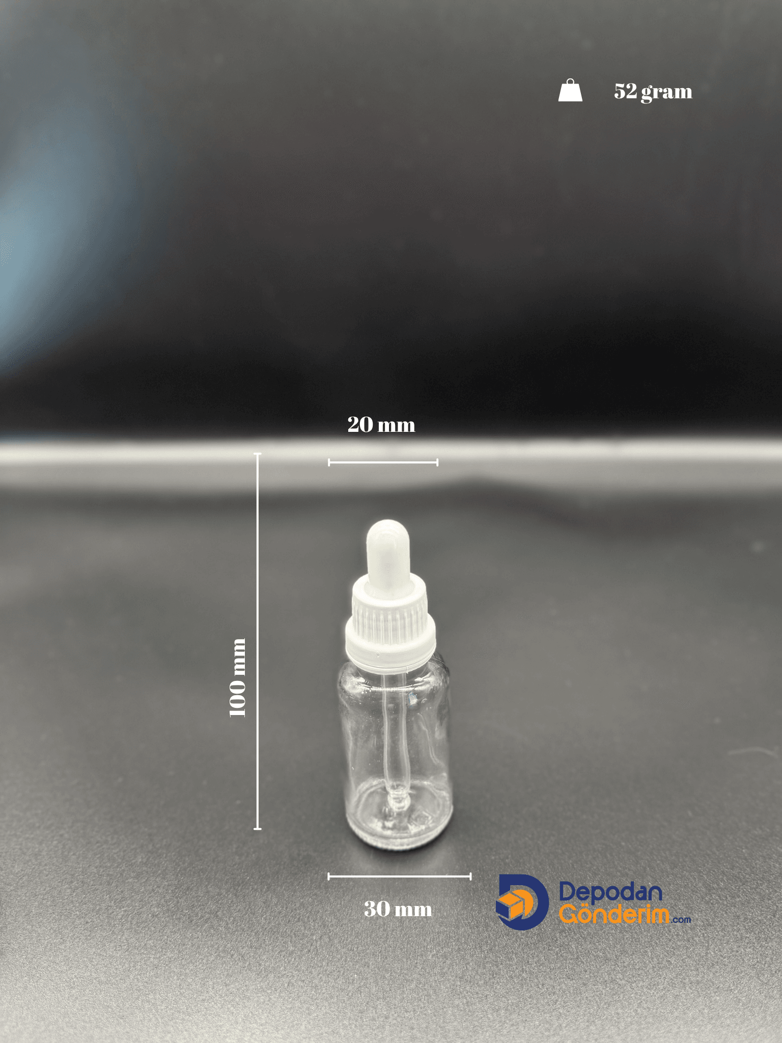 DP87 30cc CAM DAMLALIKLI - PLASTİK BEYAZ KAPAKLI ŞİŞE