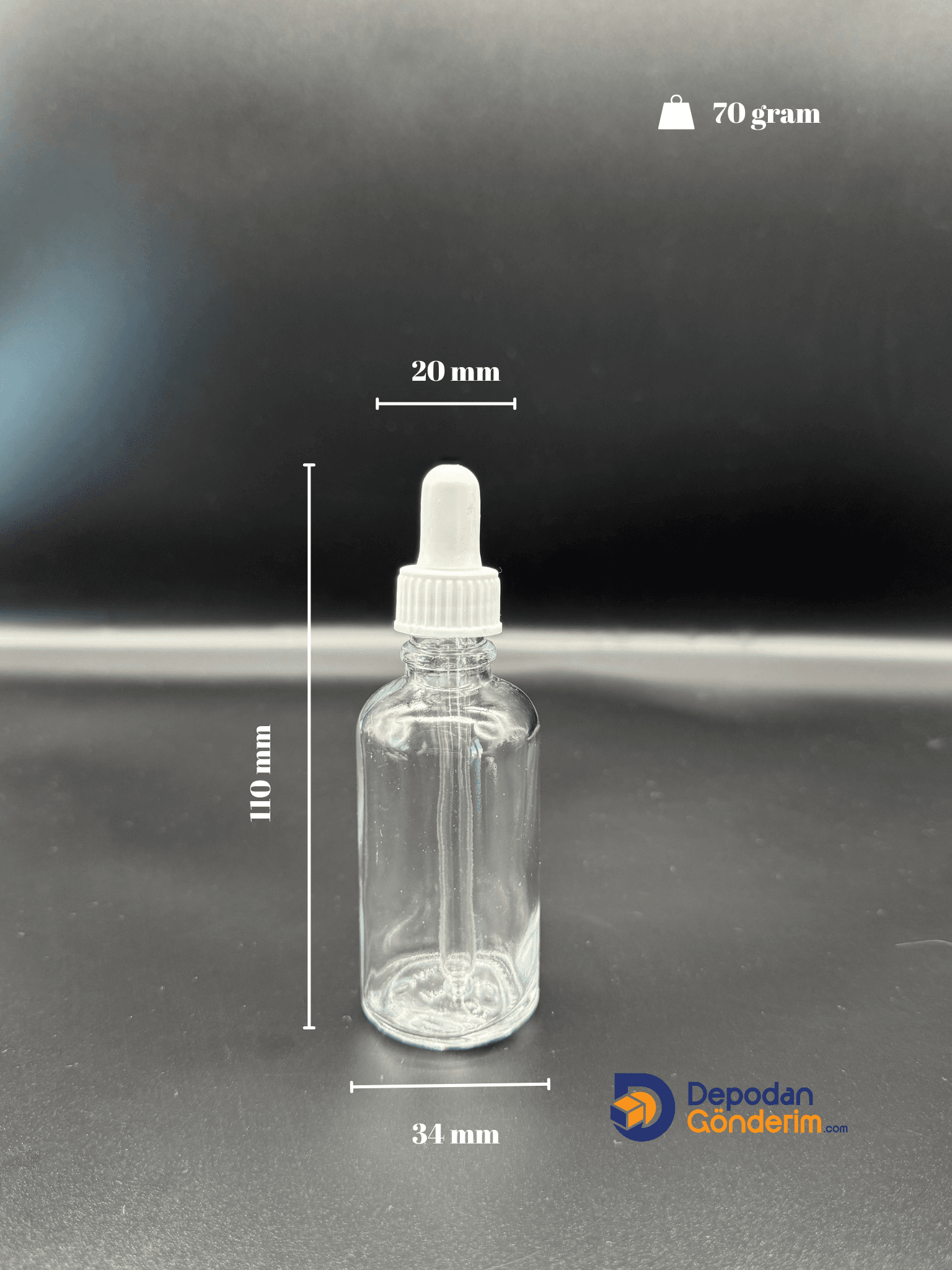DP89 50cc CAM DAMLALIKLI - PLASTİK BEYAZ KAPAKLI ŞİŞE  