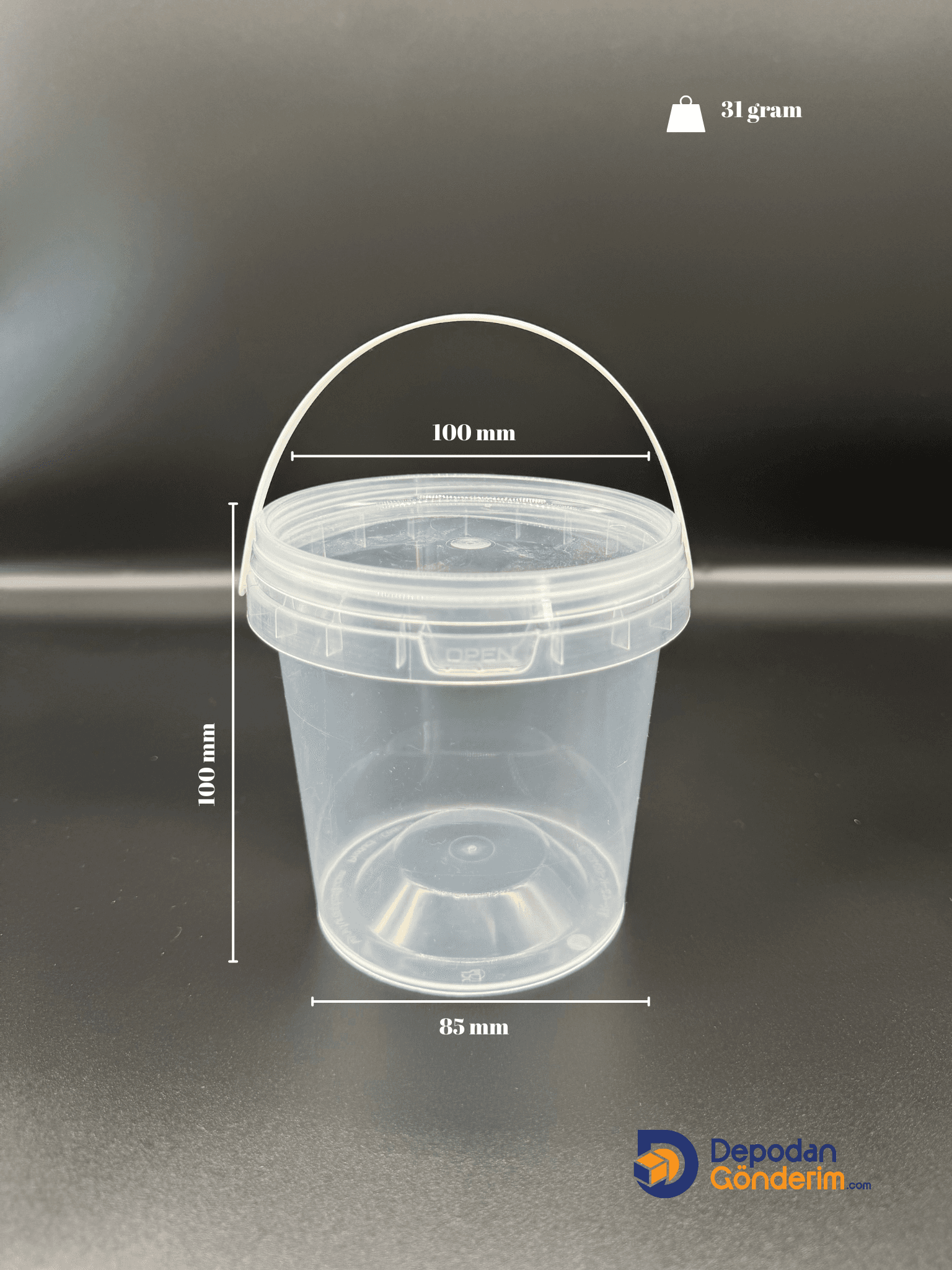 DP29 500cc Plastik Şeffaf Kapaklı Kova 