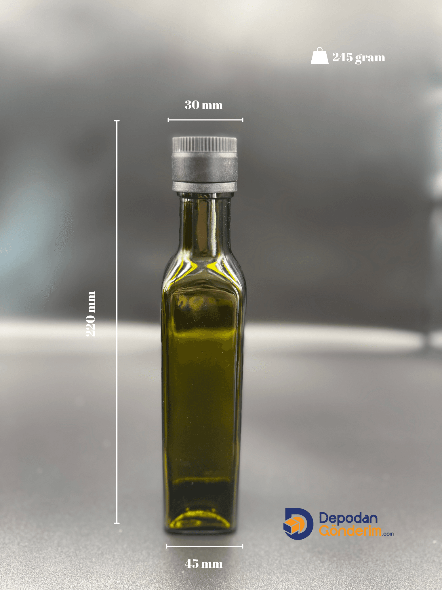DP173 250cc Yeşil Maraska Şişe (Siyah Kilitli Akıtıcılı Kapak) 