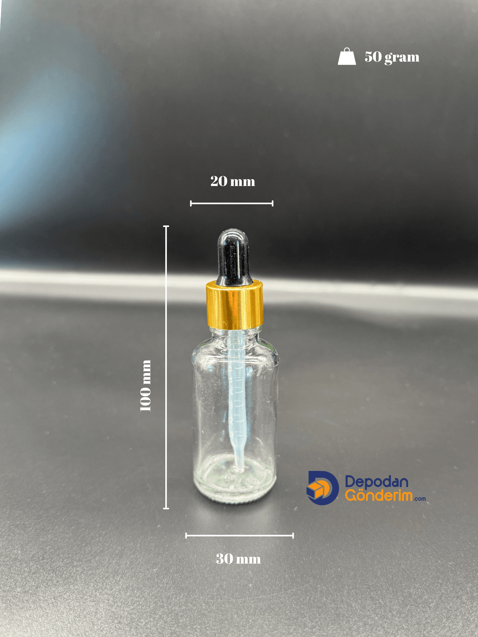 DP86 30cc PLASTİK DAMLALIKLI - METAL GOLD KAPAKLI ŞİŞE 