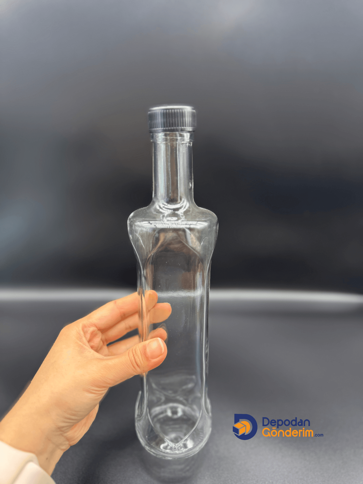 DP174 500cc Şeffaf Vezir Şişe (Siyah Eko Kapak) 