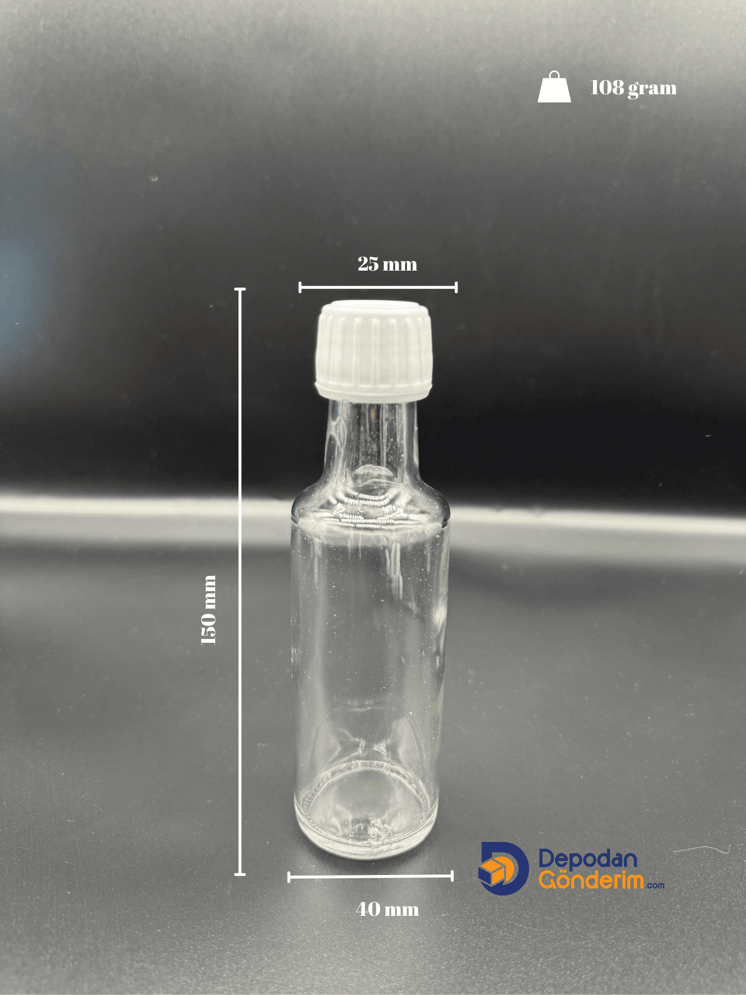 DP94 100cc DORİKA ŞEFFAF ŞİŞE- BEYAZ KİLİTLİ KAPAK 