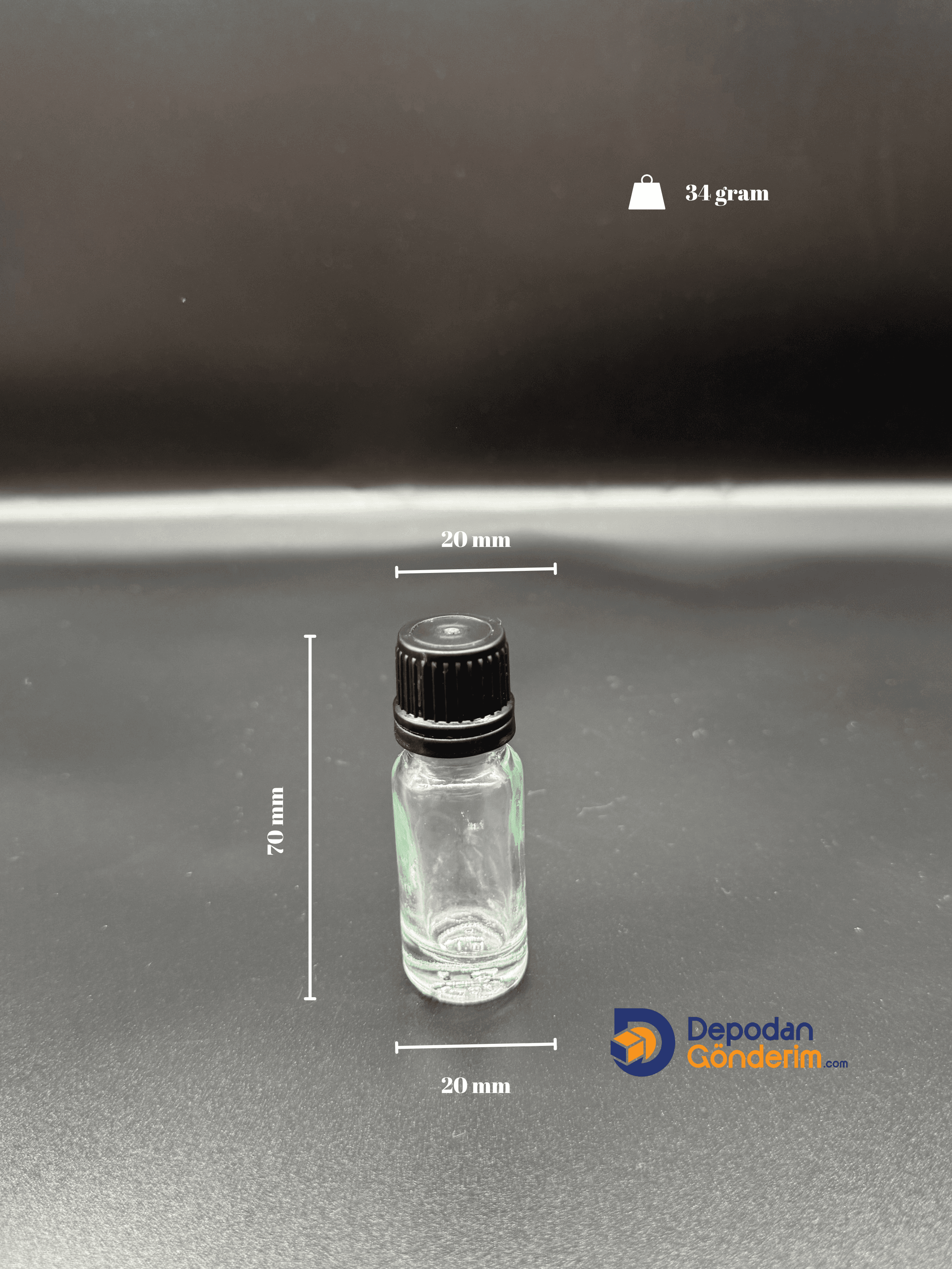 DP70 10cc ŞEFFAF ŞİŞE - SİYAH KİLİTLİ  KAPAKLI 