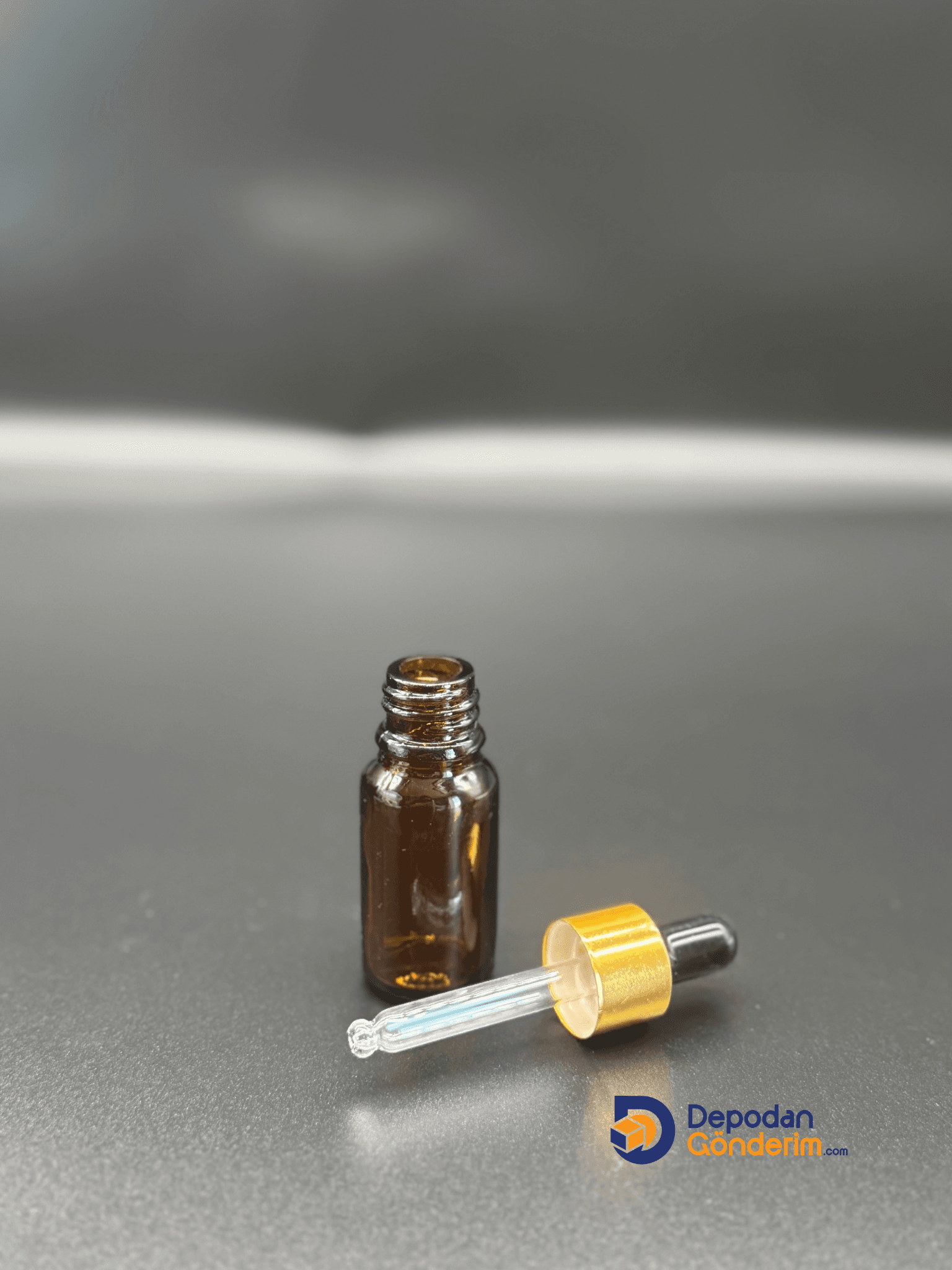 DP140 10cc Dar Ağızlı Ecza Cam Şişe (Cam Damlalıklı, Gold Kapaklı) 
