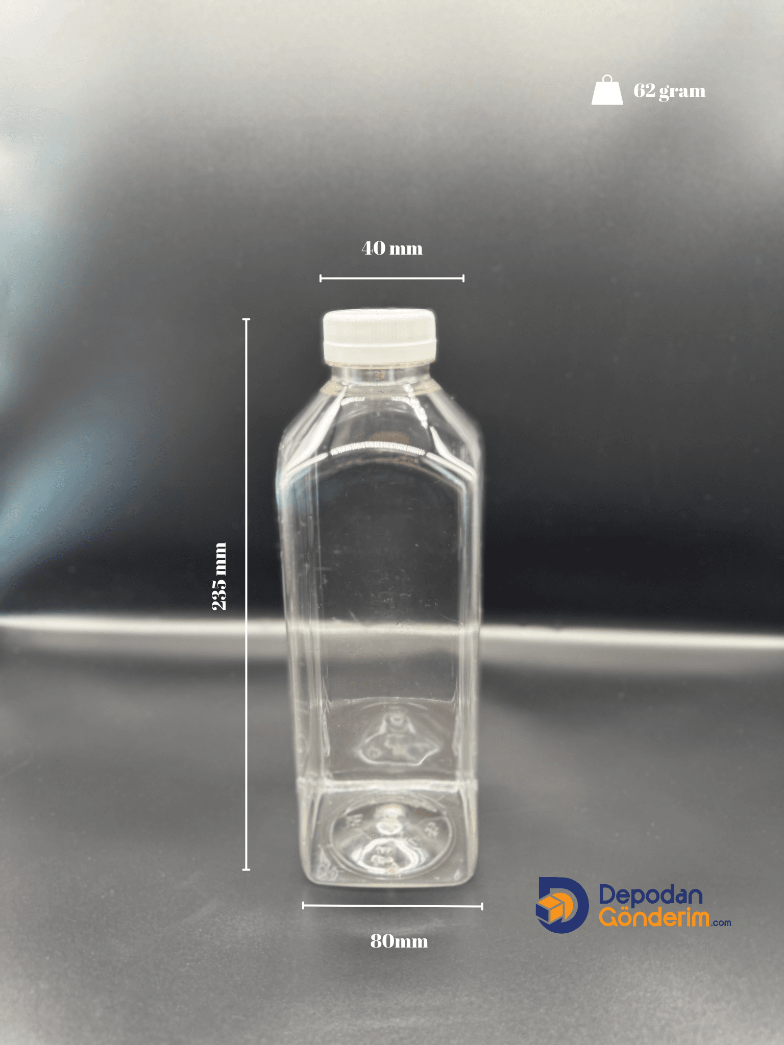 DP51 1000cc ( 1 Litre) Detox Köşeli Kapaklı Pet Şişe  