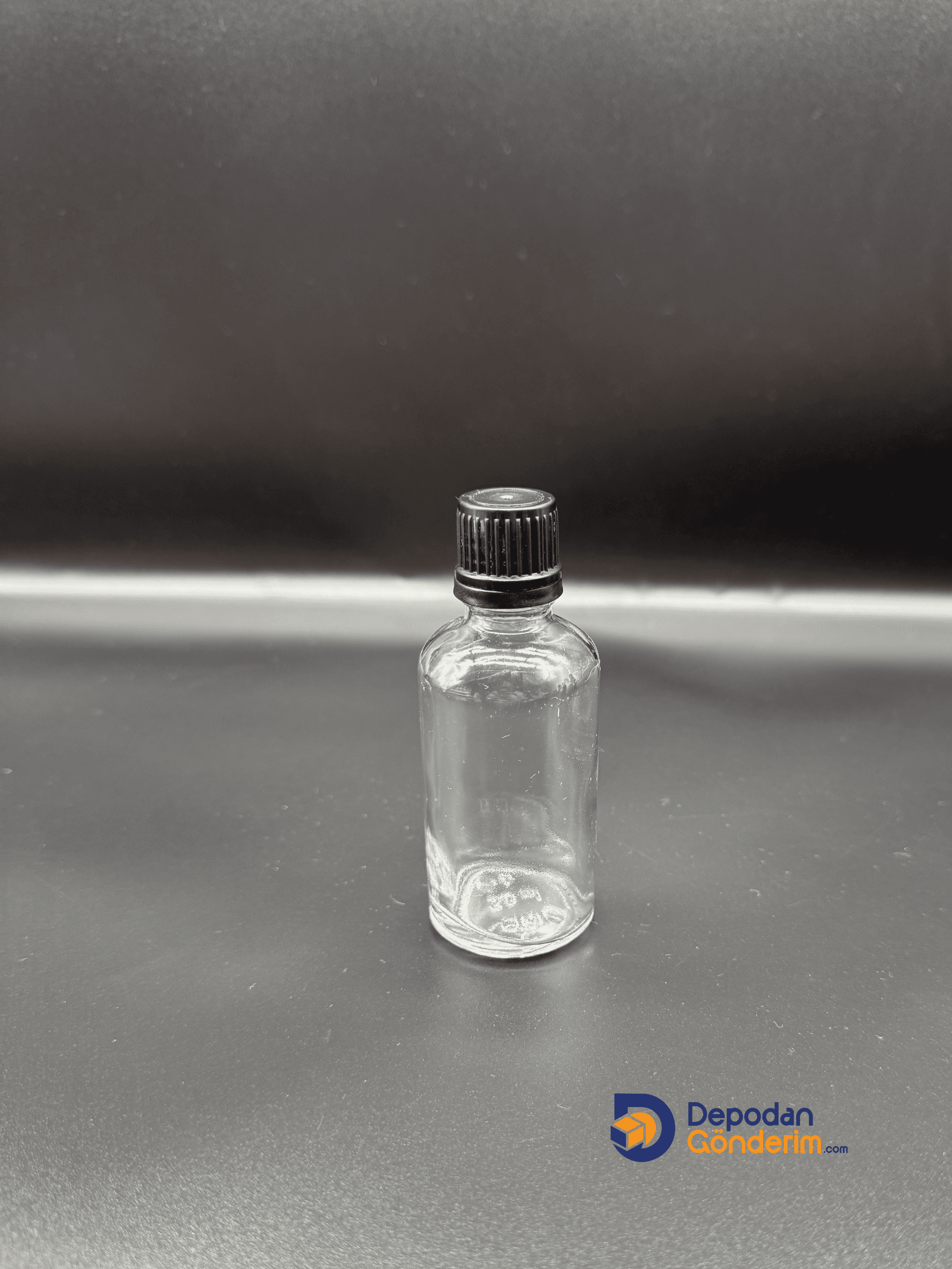 DP73 50cc ŞEFFAF ŞİŞE - SİYAH KİLİTLİ  KAPAKLI  