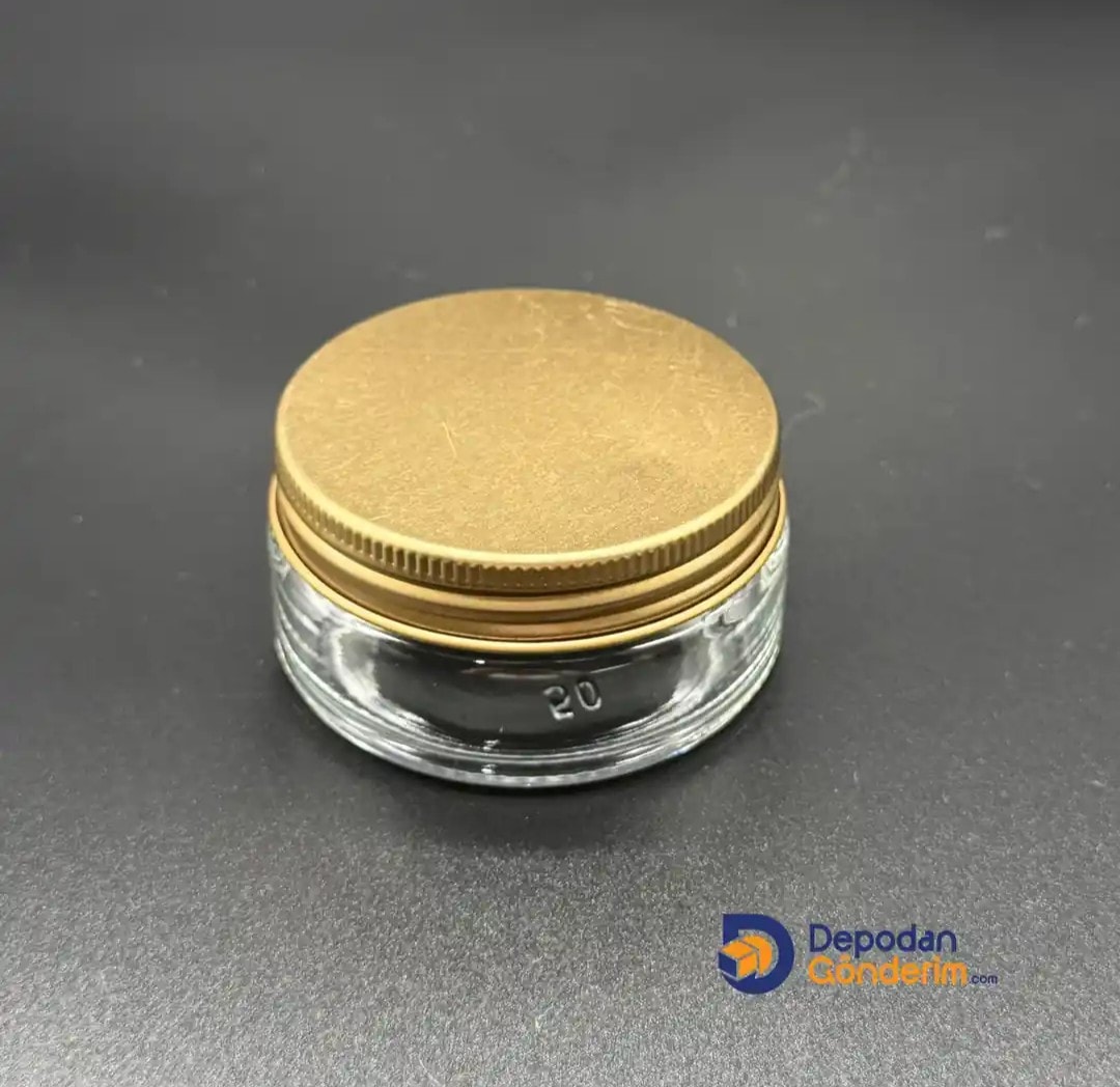 DP64 50cc KLASİK KREM KAVANOZU- ALİMİNYUM GOLD KAPAKLI 