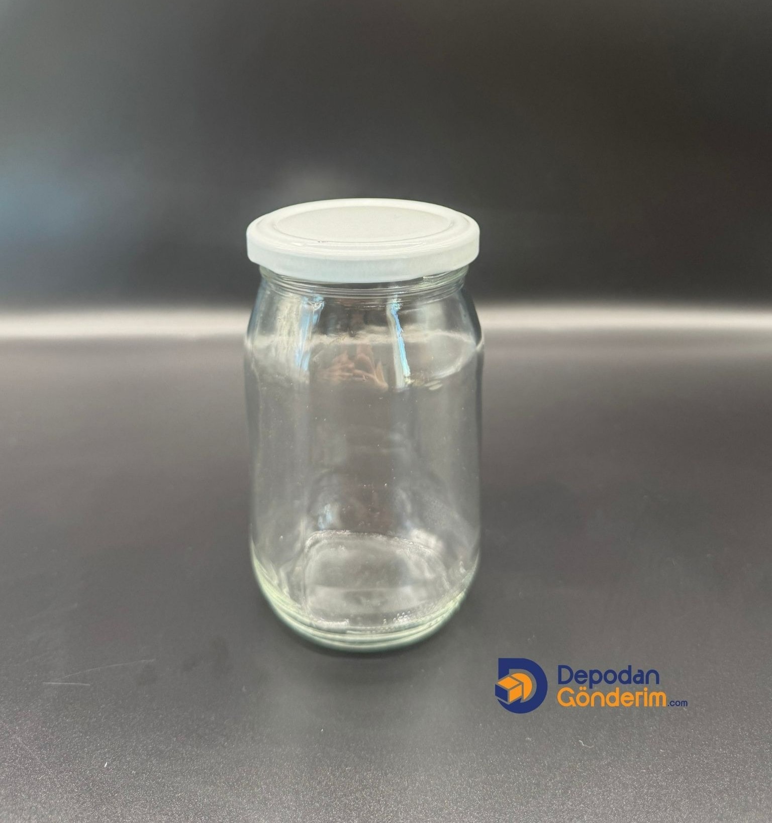 DP269 370cc Düz Standart Kavanoz Beyaz Kapaklı 