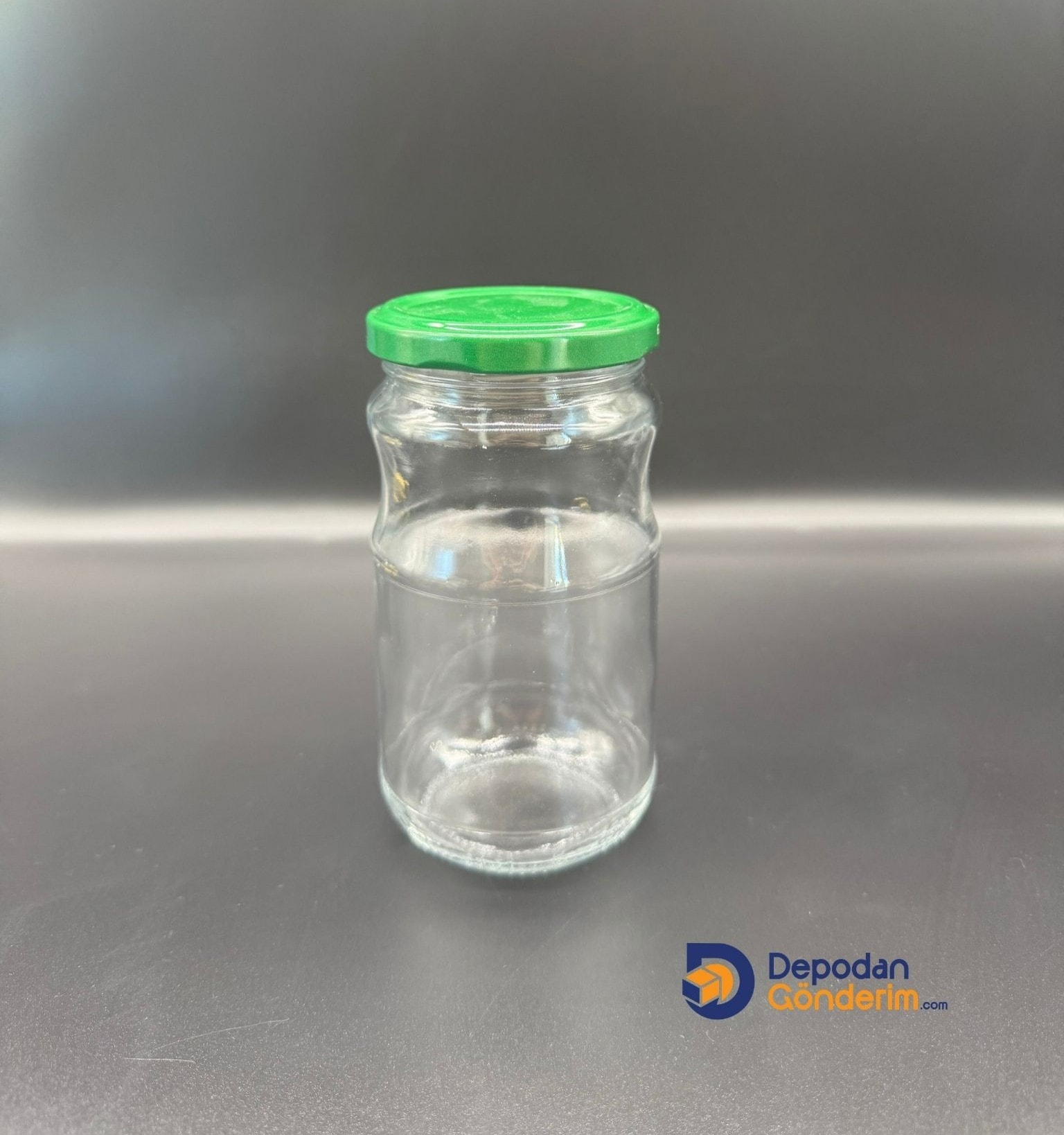 DP258 370cc Boğumlu Kavanoz Yeşil Kapaklı 
