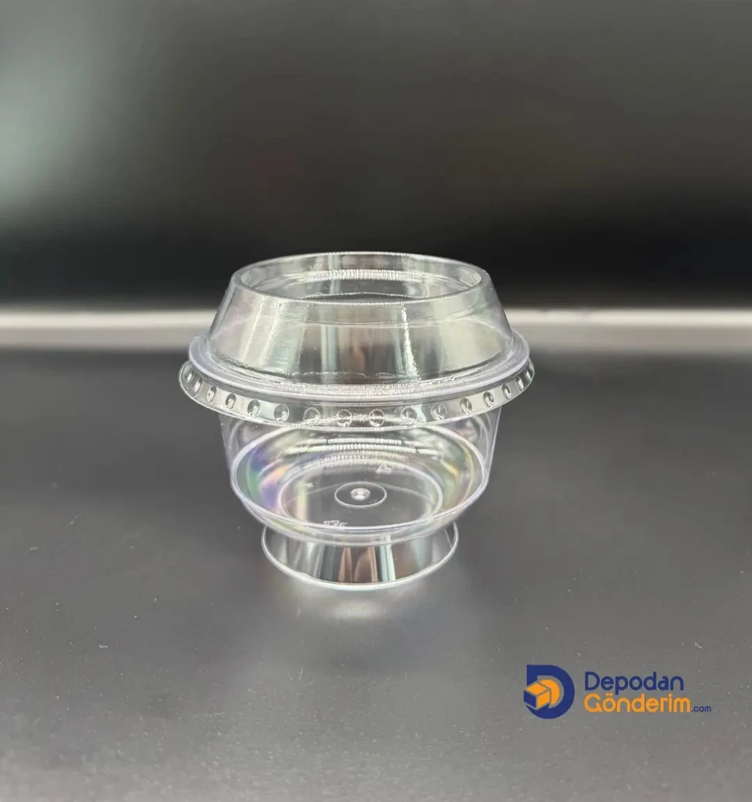 DP02 200cc Ekonomik Ayaklı Tatlı Kabı (kapaklı)