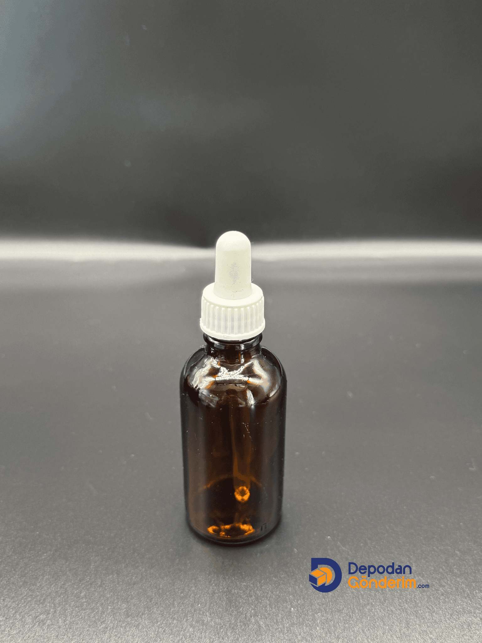 DP124 50cc Dar Ağızlı Ecza Cam Şişe (Cam damlalıklı, Plastik Beyaz kapaklı)