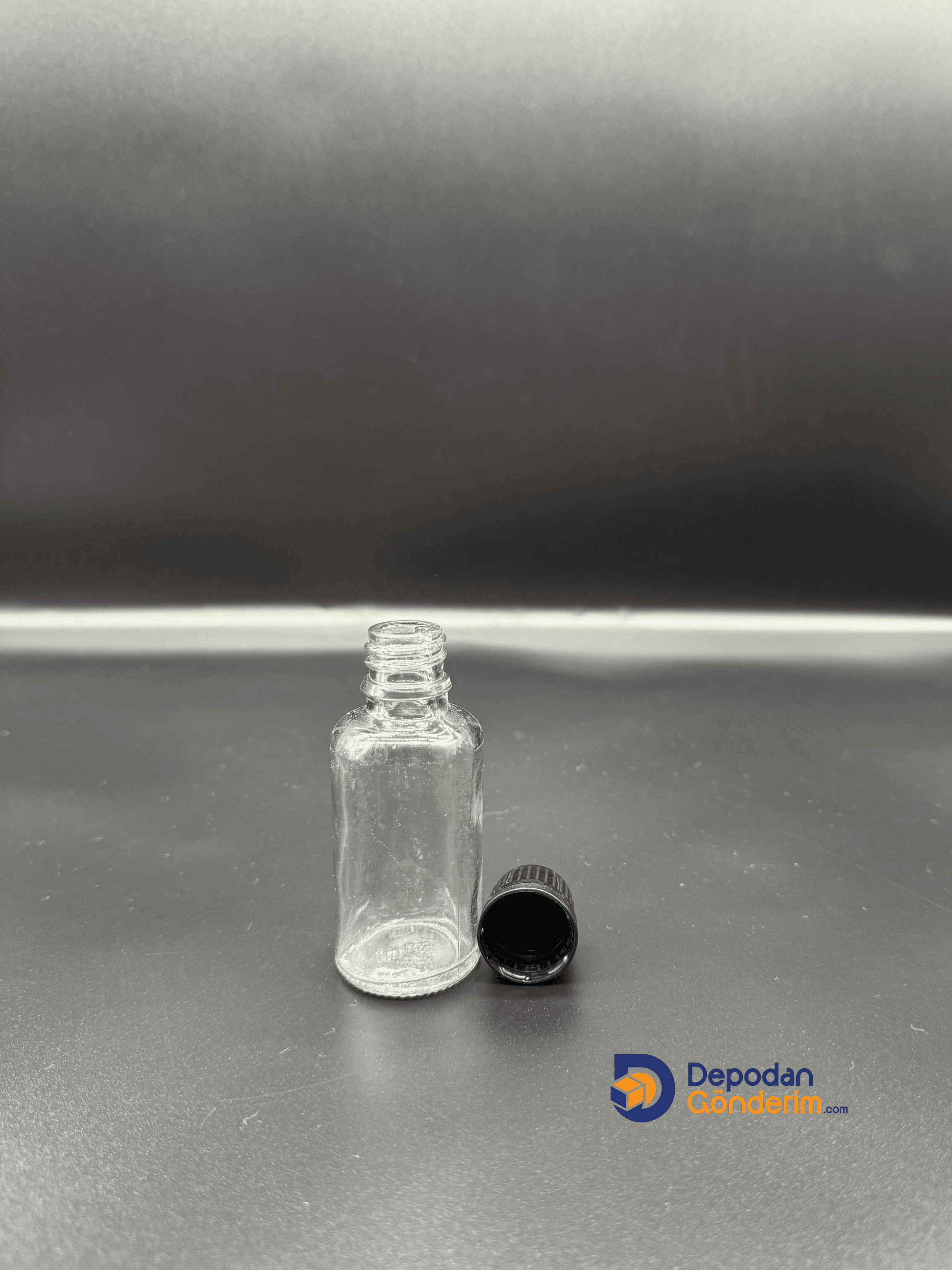 DP72 30cc ŞEFFAF ŞİŞE - SİYAH KİLİTLİ  KAPAKLI  