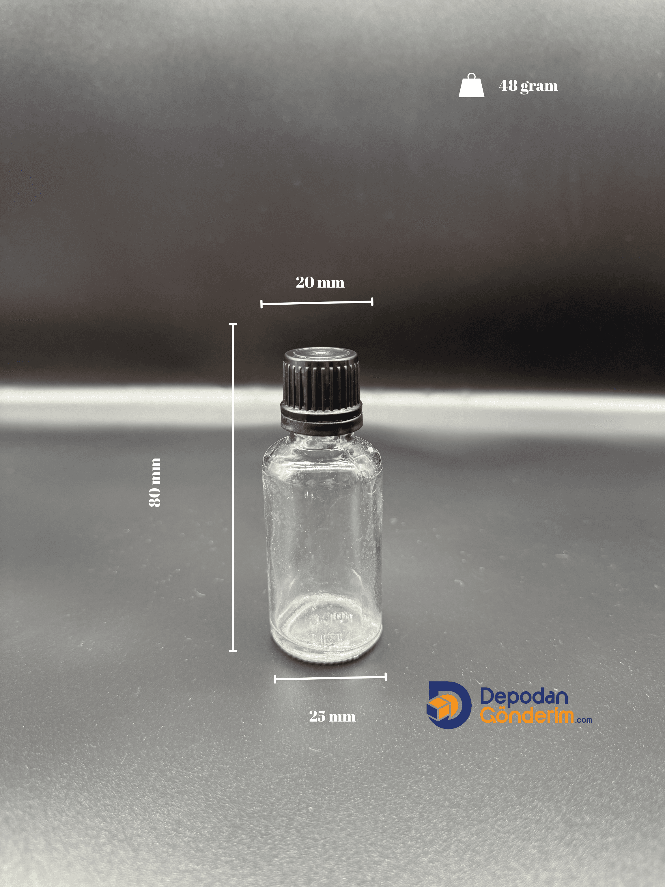 DP72 30cc ŞEFFAF ŞİŞE - SİYAH KİLİTLİ  KAPAKLI  