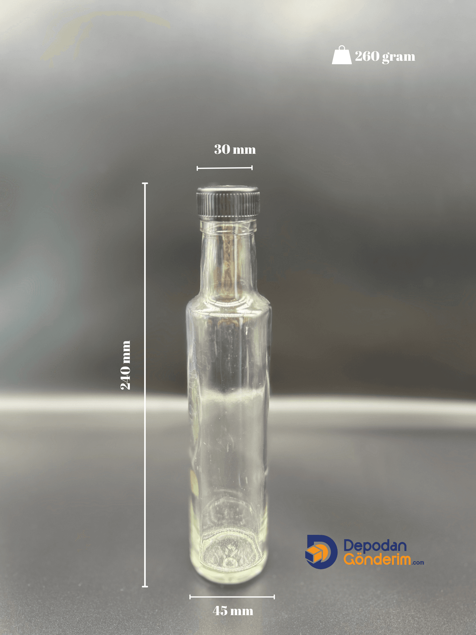 DP178 250cc Şeffaf Dorika Şişe (Siyah Eko Kapak) 