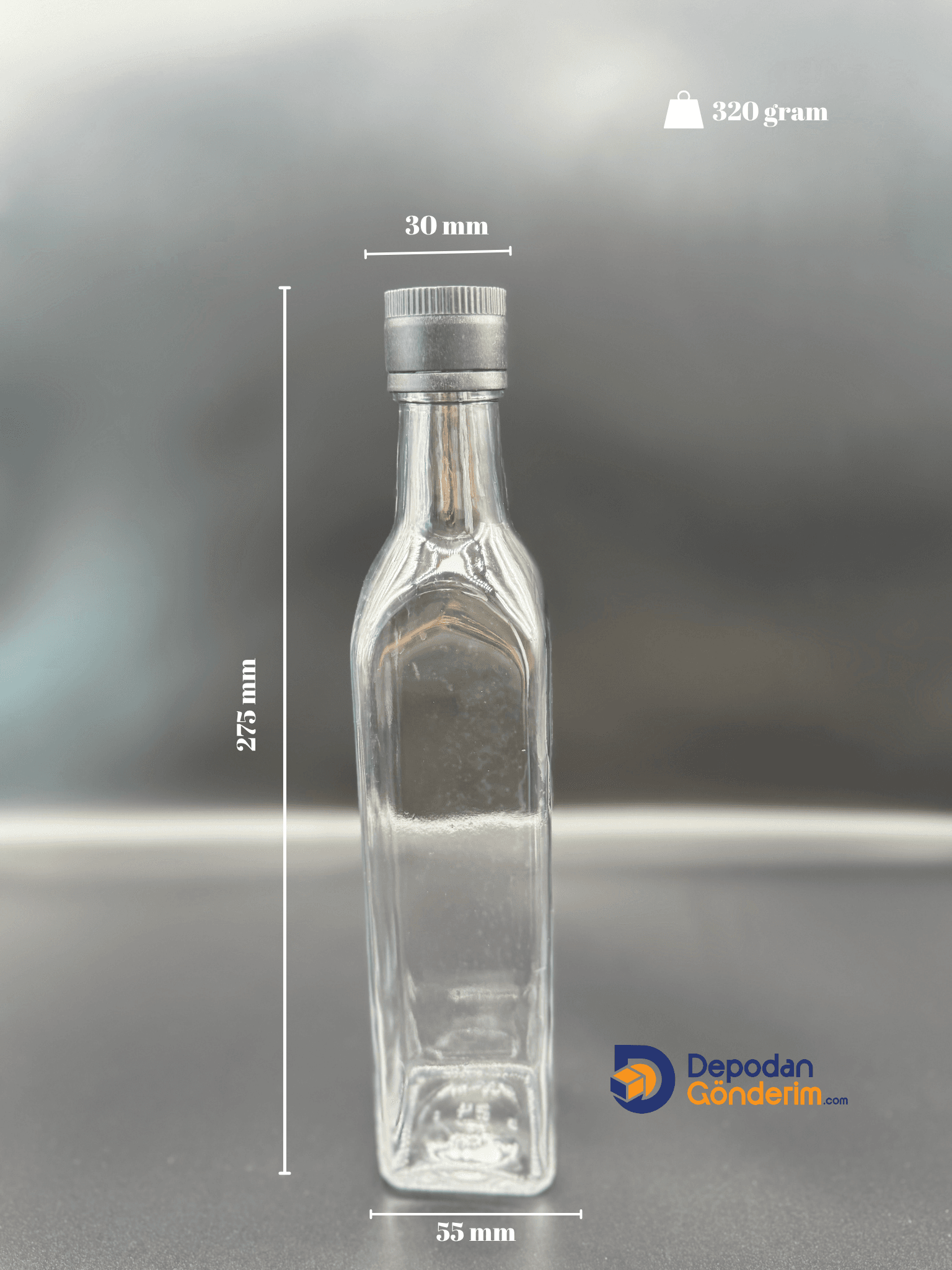 DP184 500cc Şeffaf Maraska Şişe (Siyah Akıtıcılı Kapak) 