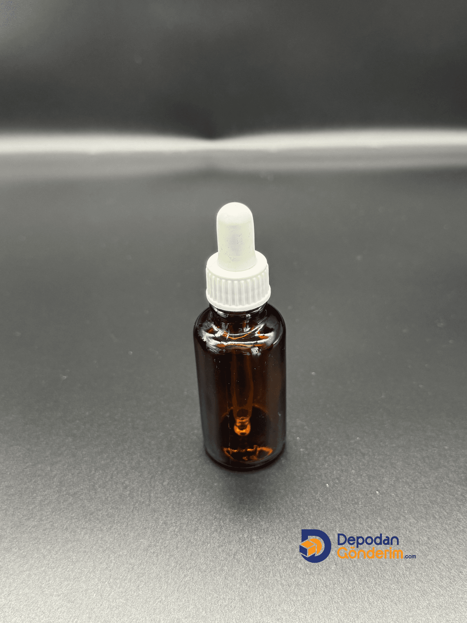 DP132 30cc Dar Ağızlı Ecza Cam Şişe (Cam Damlalıklı, Beyaz Plastik Kapaklı) 