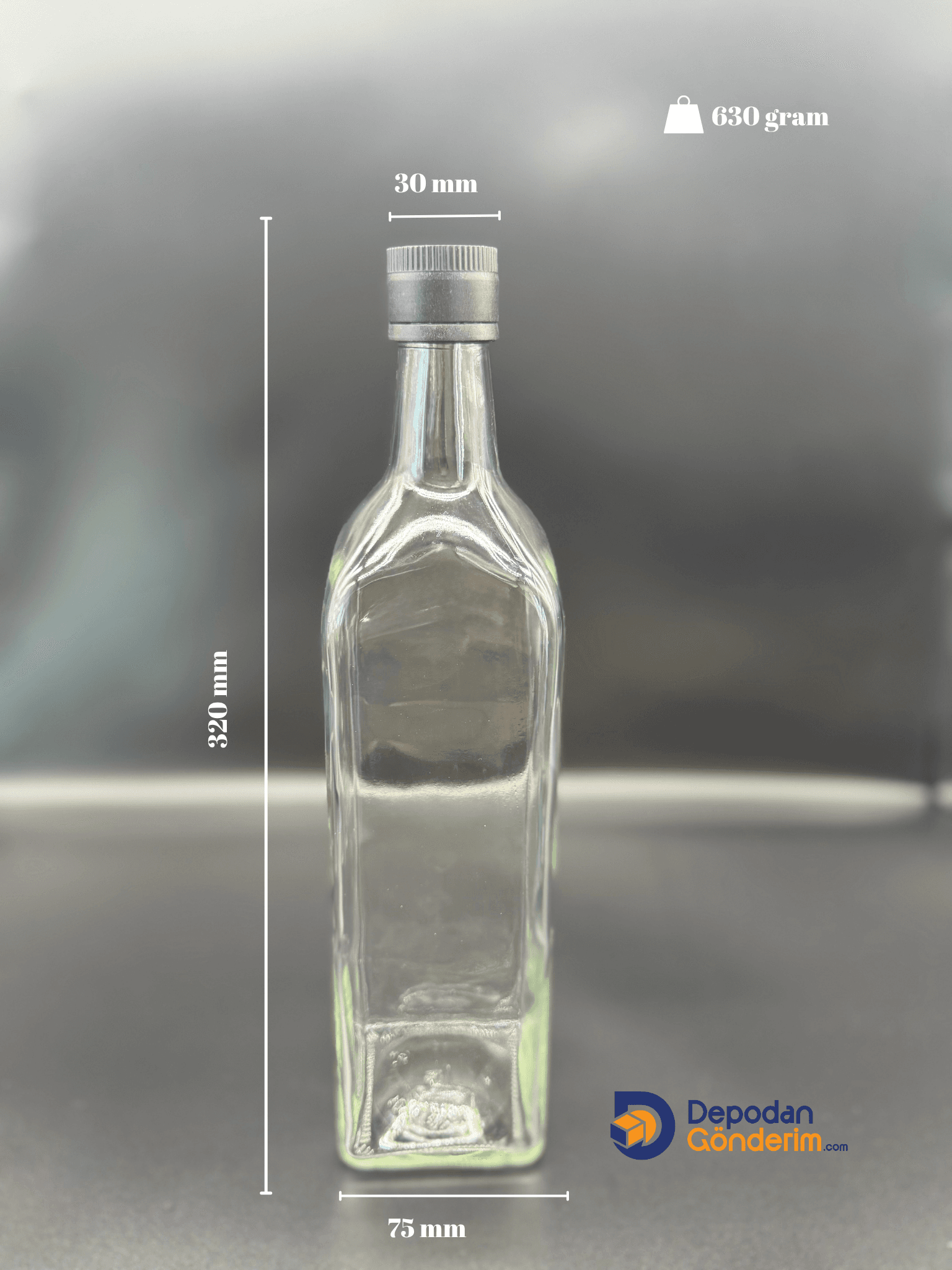 DP180 1000cc Şeffaf Maraska Şişe (Siyah Kilitli Akıtıcılı Kapak) 