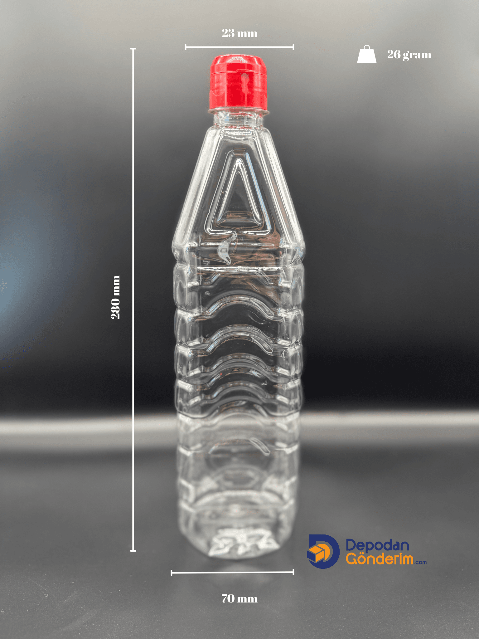 DP53 1000 cc ( 1 Litre) Köşeli Fliptop Kapaklı Pet Şişe 