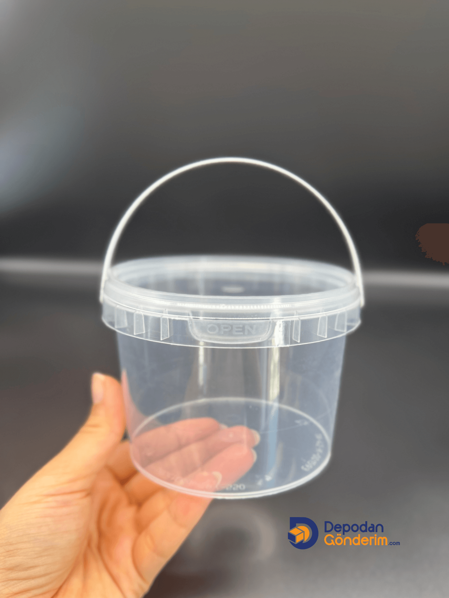 DP30 550cc Plastik Şeffaf Kapaklı Kova    
