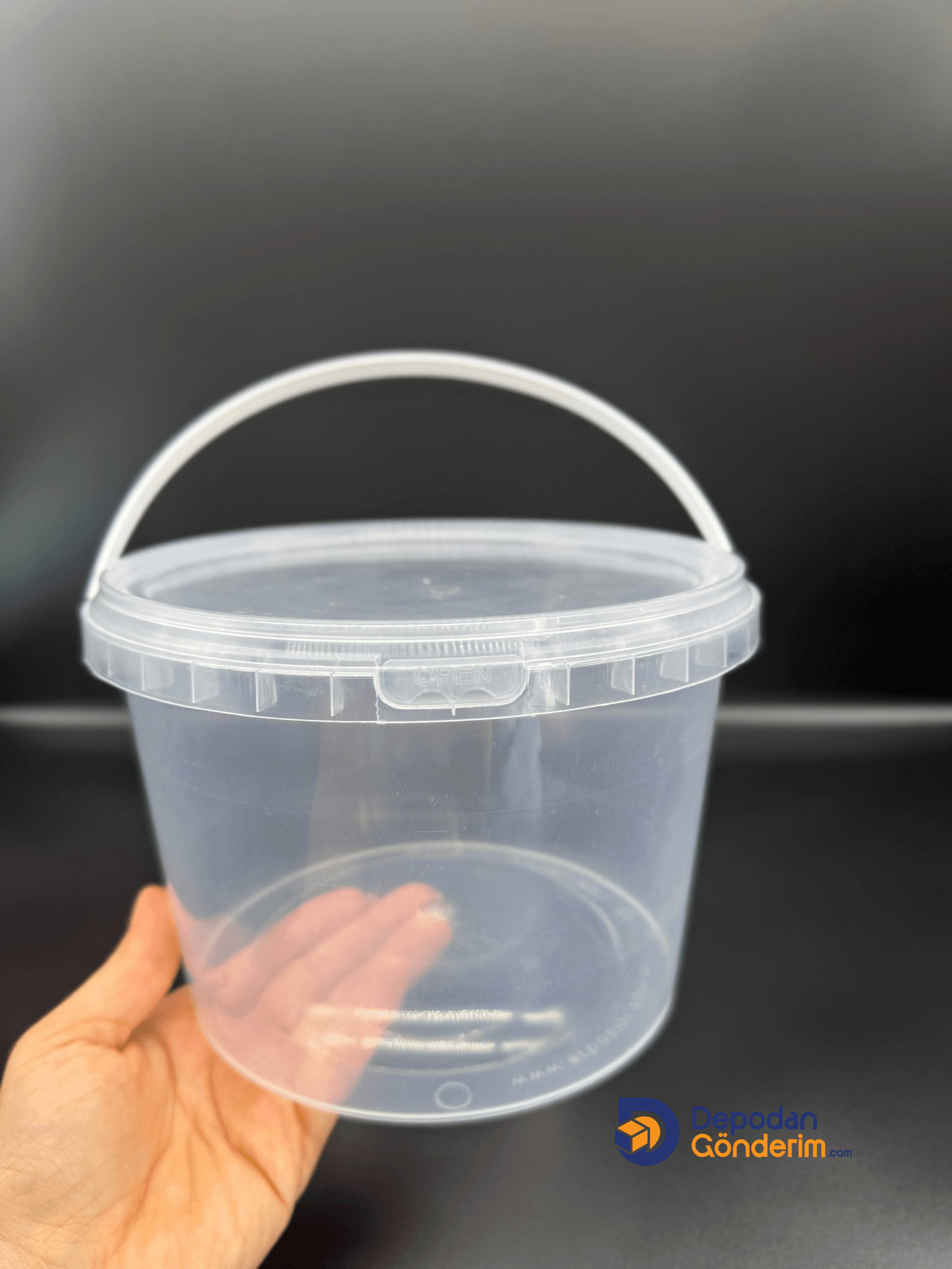 DP34 2000 cc Plastik Şeffaf Kapaklı Kova 