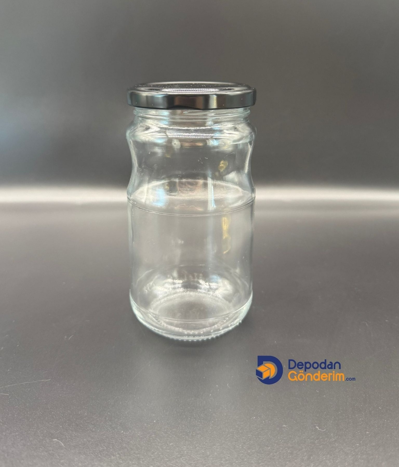 DP262 370cc Boğumlu Kavanoz Siyah Kapaklı 